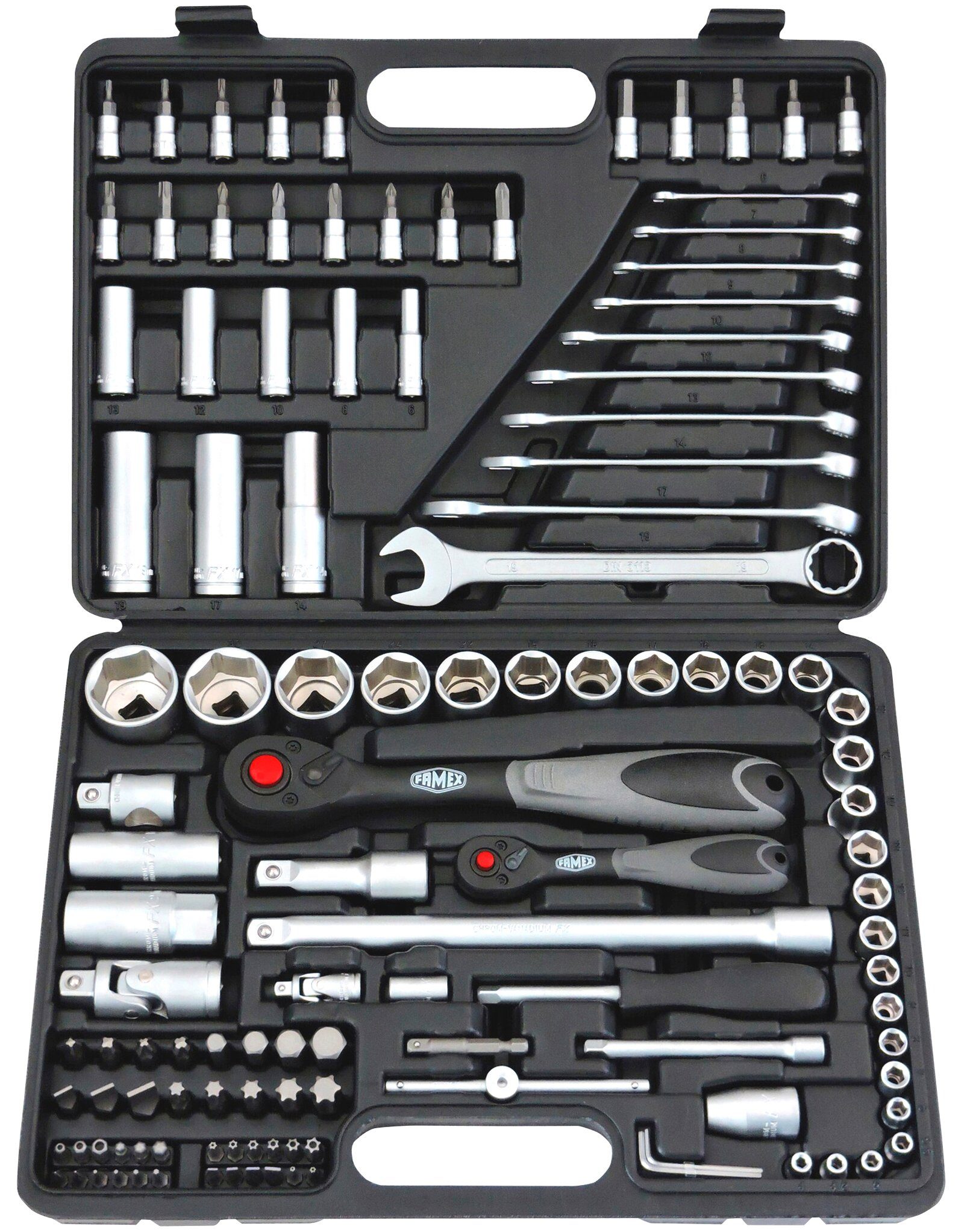 FAMEX Werkzeugset 568-46 Profi Steckschlüsselsatz 120-tlg, TOP-Qualität