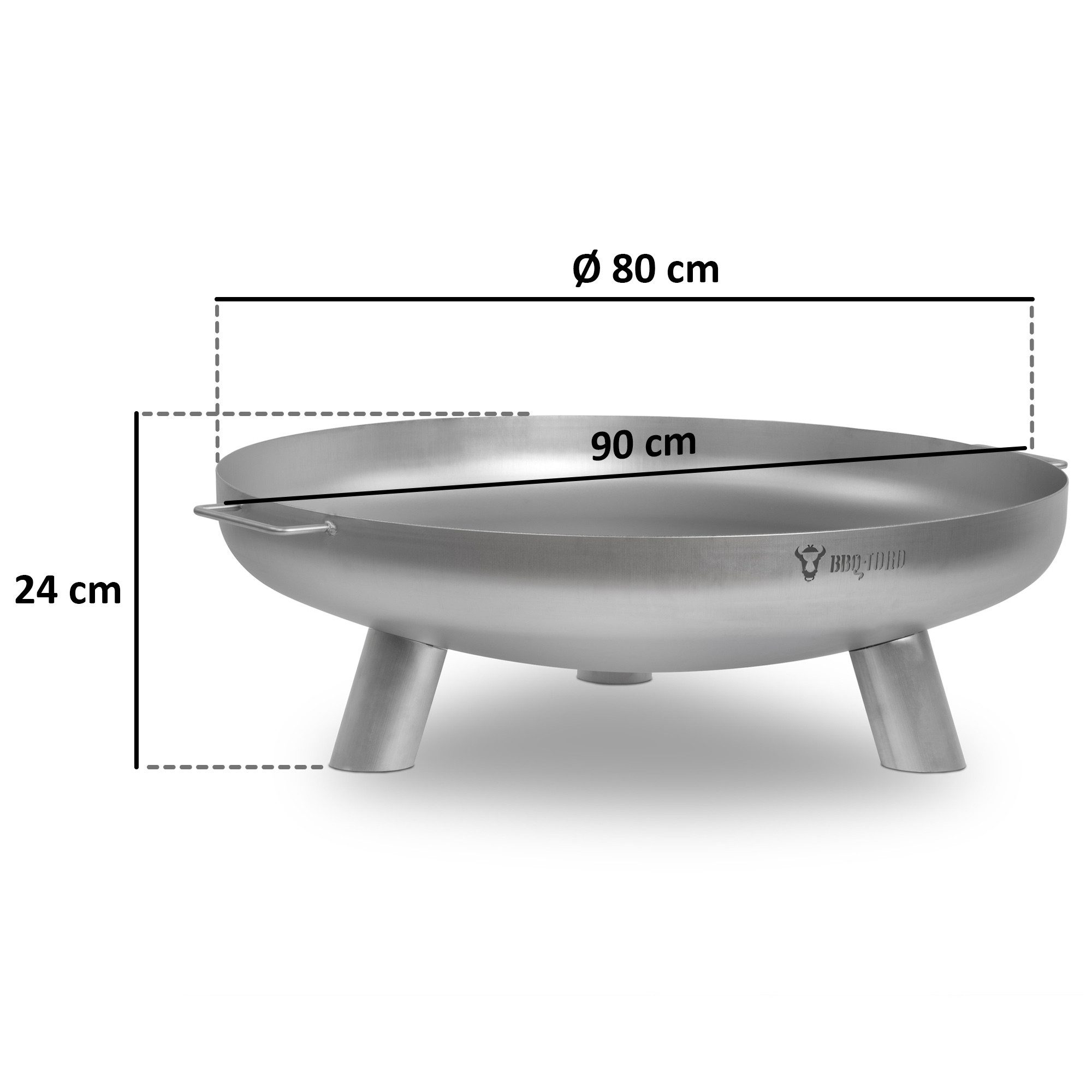 BBQ-Toro Feuerschale Edelstahl Feuerschale Ø 80 cm, Silber, Outdoor Dreibein Feuerstelle, (1-St)