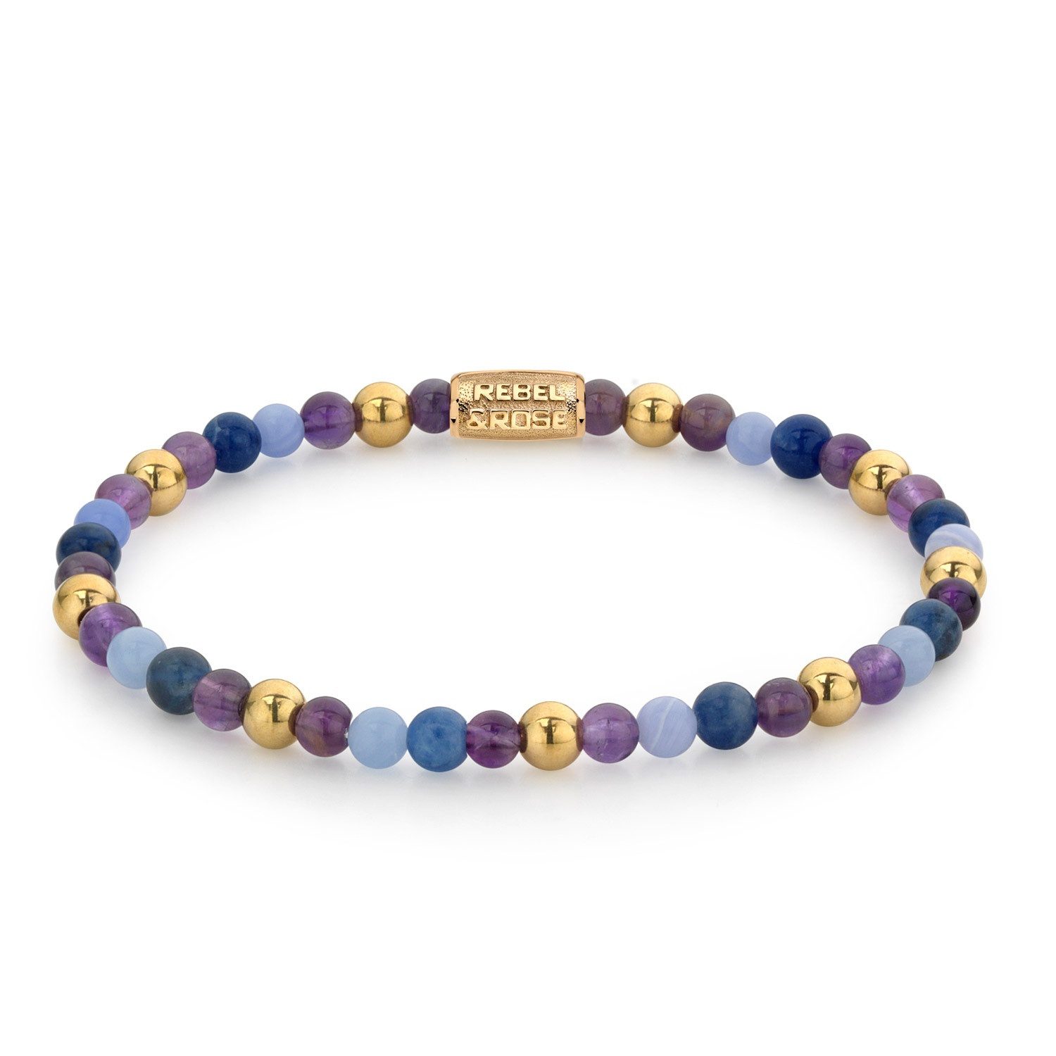 Rebel & Rose Edelstahlarmband Are Violets Blue Gold 4 mm