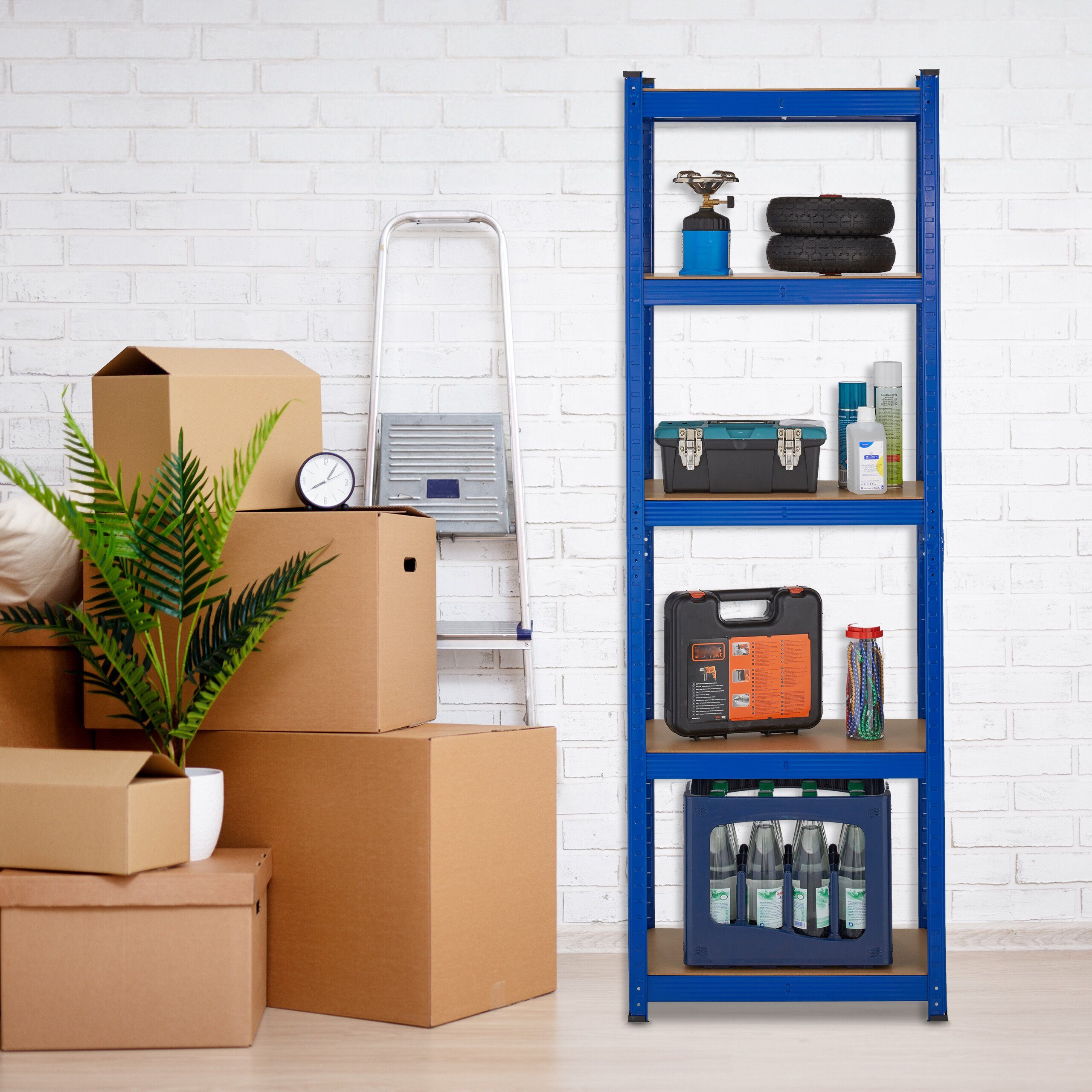 relaxdays Schwerlastregal Blaues Schwerlastregal mit 5 Ebenen günstig online kaufen