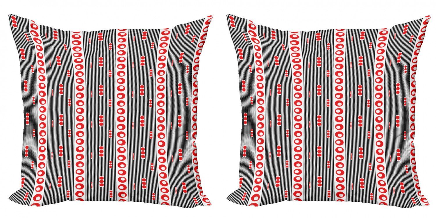 Kissenbezüge Modern Accent Doppelseitiger Digitaldruck, Abakuhaus (2 Stück), Gitter Vertikale Streifen Kreise