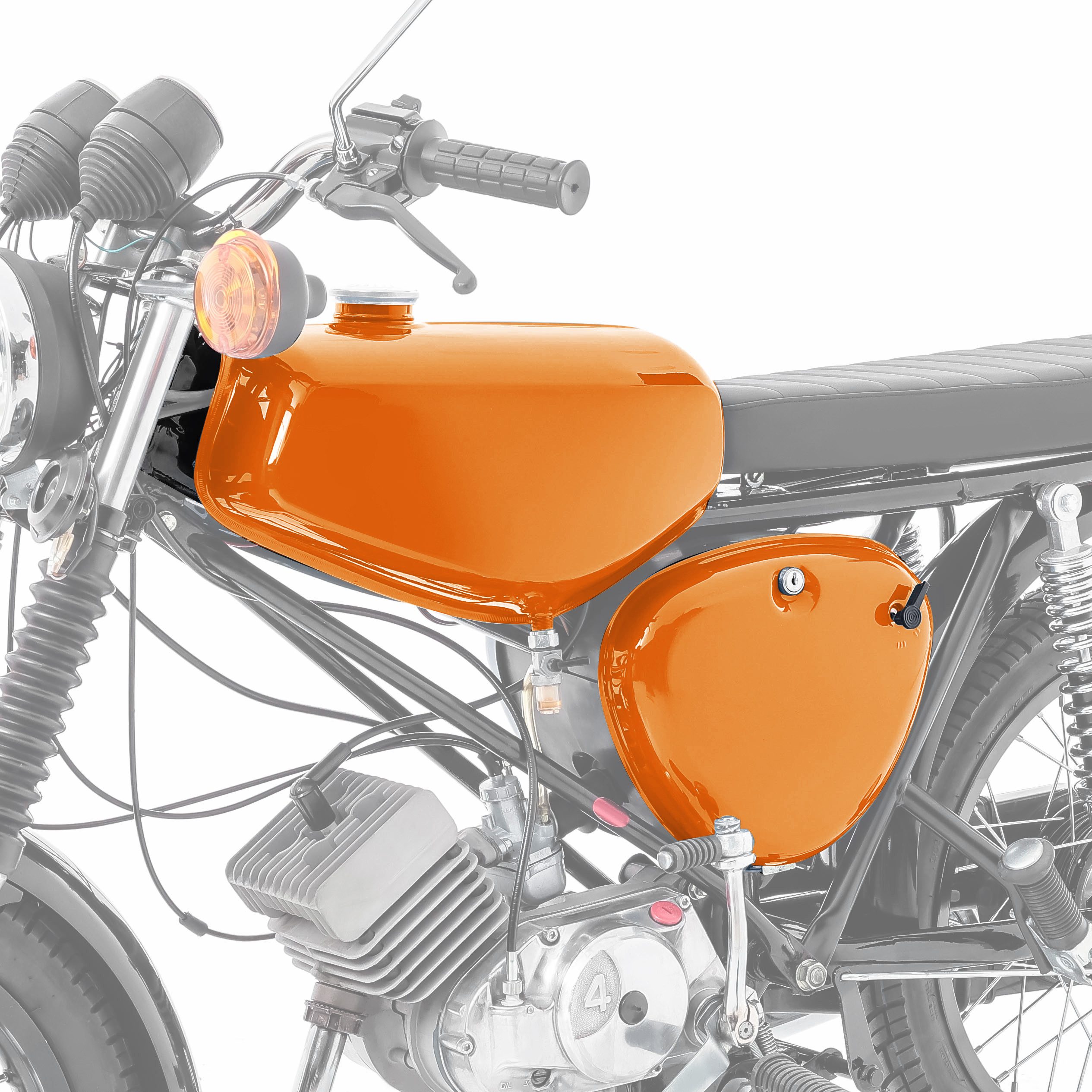 Craftride Halter Tank / Benzintank für Simson S51 / S50 / S70 mit Seitendeckel orange
