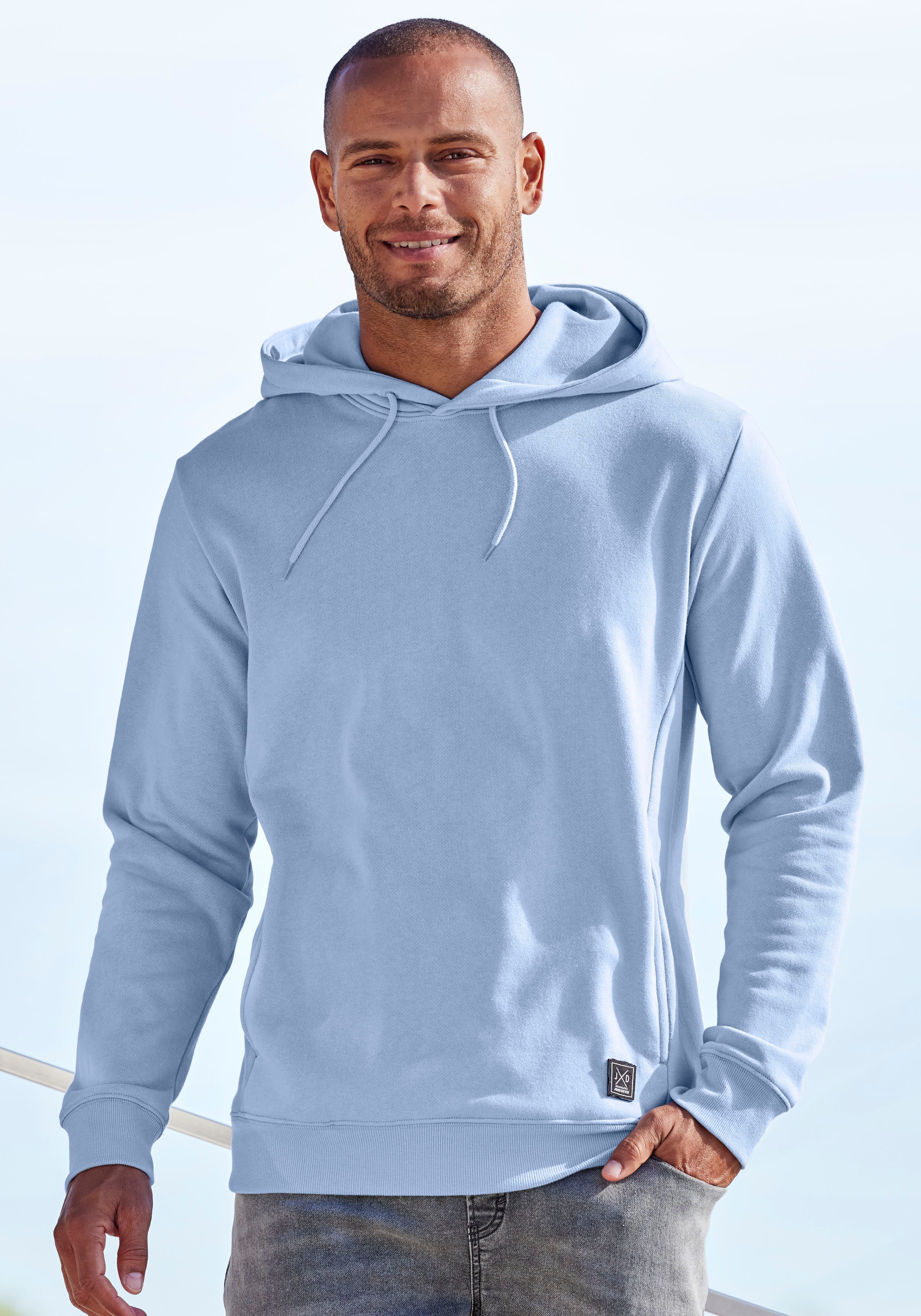 John Devin Hoodie, Langarm, Sweatshirt mit Rundhals und Kapuze, Baumwollmis günstig online kaufen