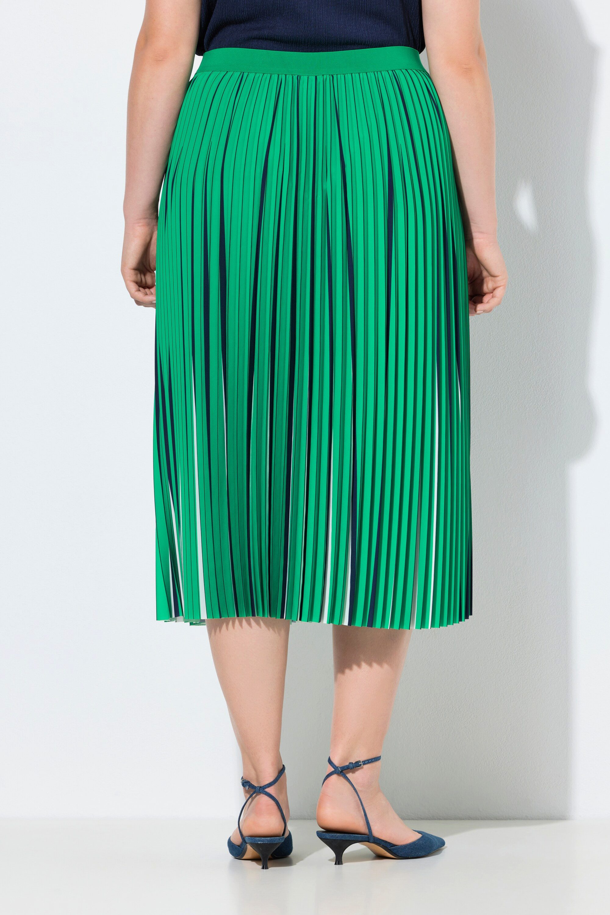 Ulla Popken Plisseerock Plisseerock bedruckt A-Linie Elastikbund