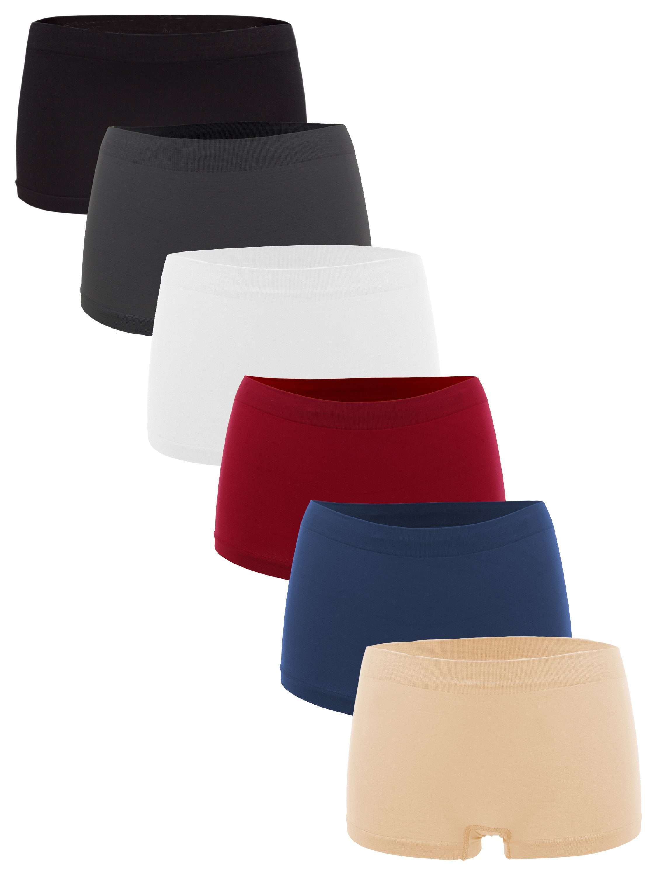 Fabio Farini Panty Damen Hipster Boxershorts - Frauen Unterhosen Slip Set Seamless (Packung, 6-St) angenehmes Tragegefühl ohne Seitliche Nähte