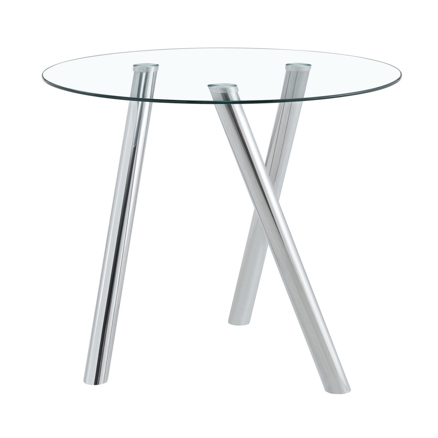 ANYSUN Esstisch Runder Esstisch 89x89x76 cm, mit gehärteter Glasplatte (moderner Glastisch Esstisch Küchentisch galvanisierte Metallbeine), Stabiler Küchentisch für 2–4 Personen, Kaffee und Freizeittisch