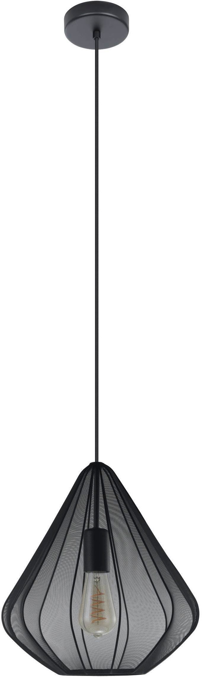EGLO Hängeleuchte Dolwen Hängelampe, Pendelleuchte, Esszimmerlampe Japanisch, E27, Lampe, ohne Leuchtmittel, Hängeleuchte - H110 x Ø33,5 cm - schwarz - 1X40W exkl.