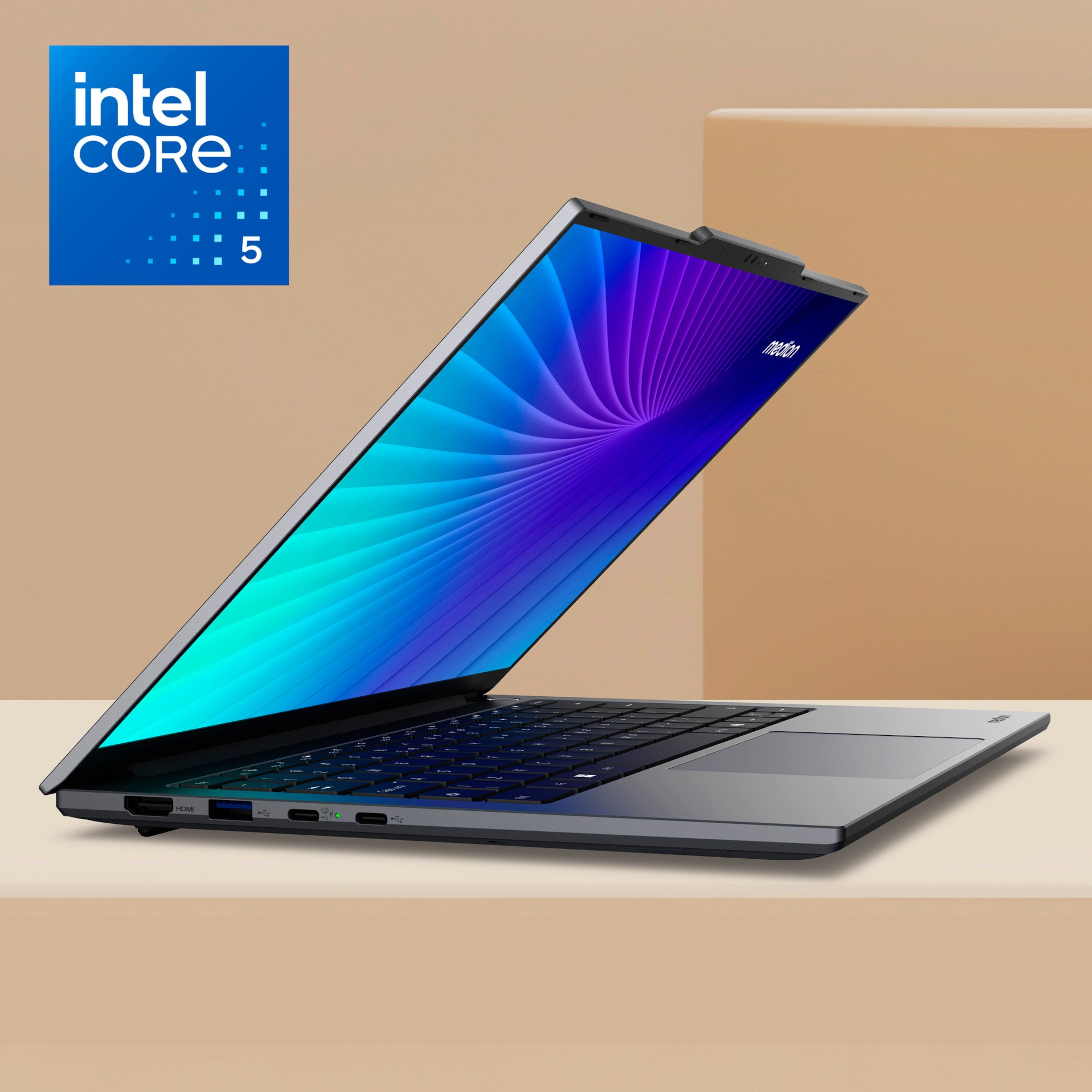 Medion® 35,56 cm (14) Laptop MEDION Signium 14 S1 OLED (MD600002) Notebook (35.6 cm/14 Zoll, Intel Intel Core 5 Core 5 120U, Intel® Iris® Xe, 16 GB, 512 GB SSD, QXGA Display 120Hz, SIGNIUM_14_S1)
