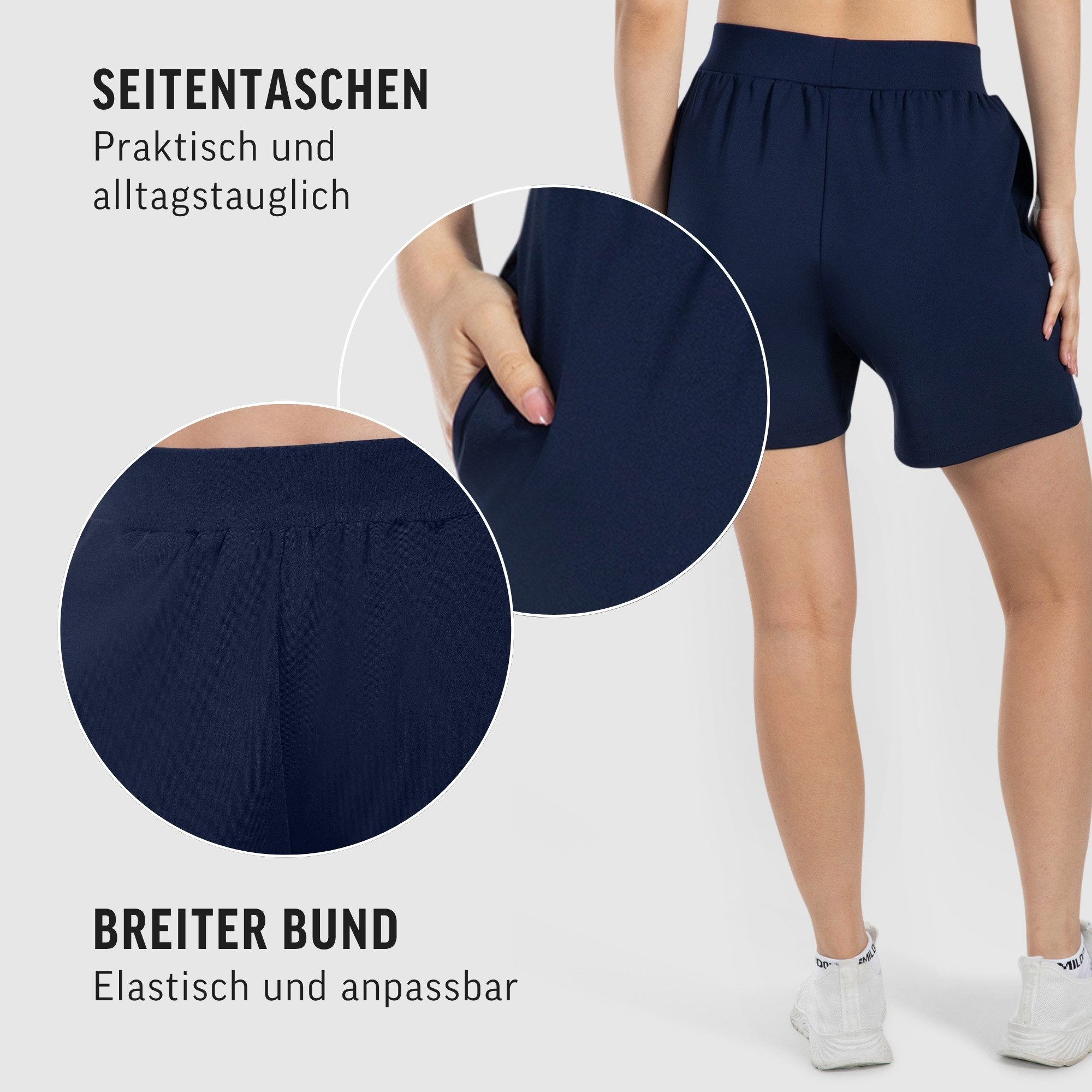 Smilodox Shorts Corry, lockere Freizeithose mit breitem Bund & Eingrifftaschen Radlerhose weiches Material, Bequeme Sommershorts, Alltag Relax