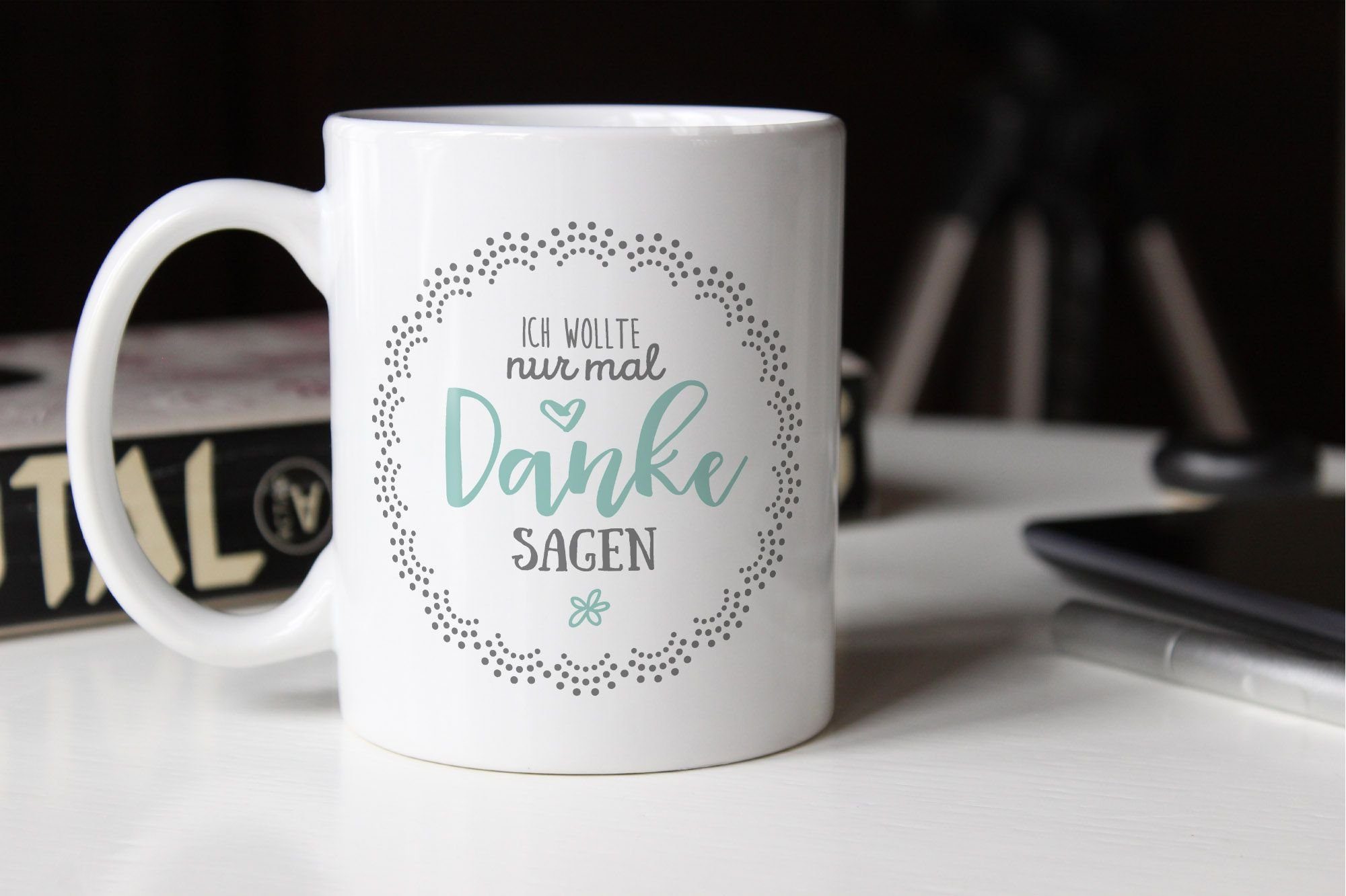 MoonWorks Tasse Kaffee-Tasse Muttertag Ich wollte nur mal danke sagen Geschenk Spruch Muttertagsgeschenk Geschenk für Mama MoonWorks®, Keramik