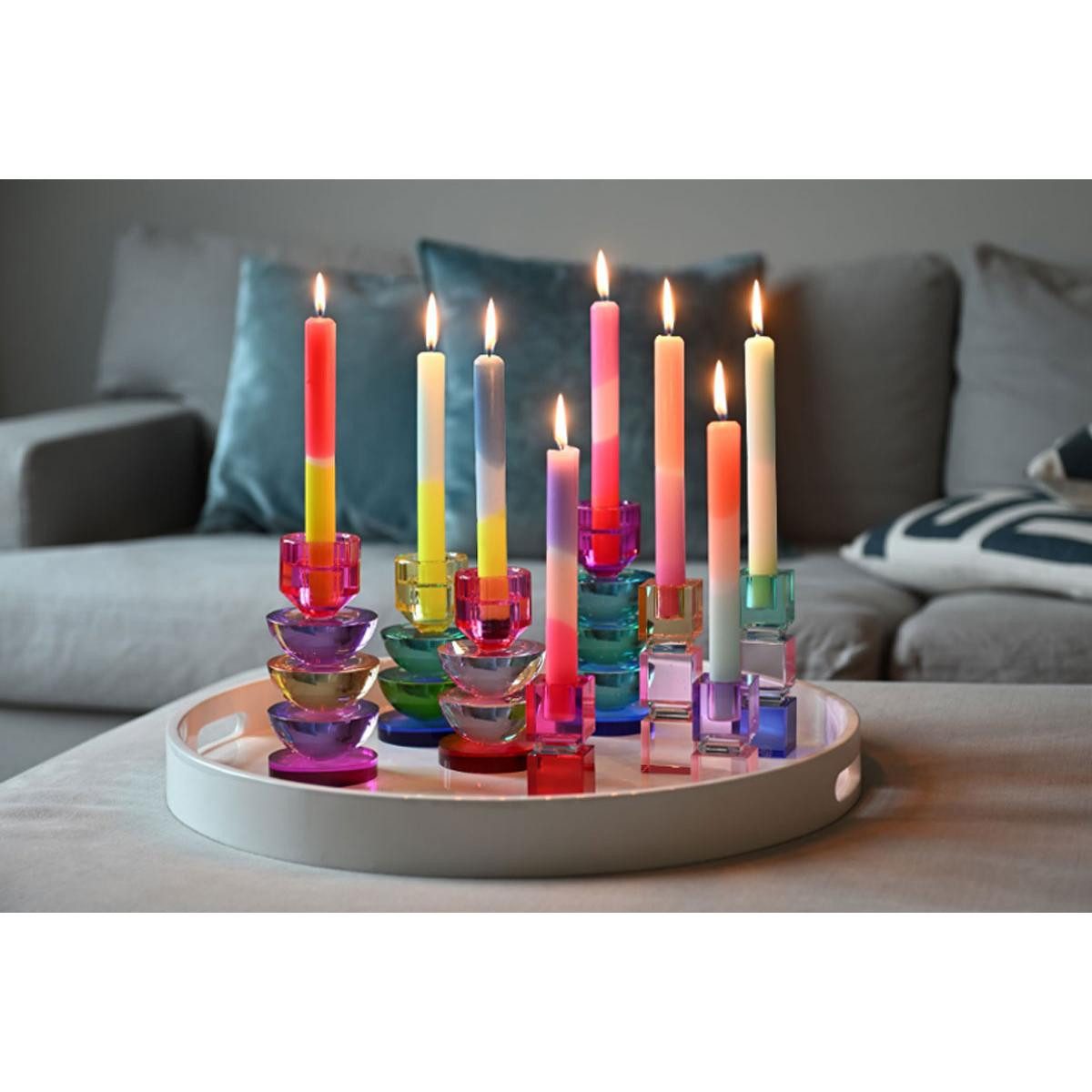 Giftcompany Kerzenhalter Kerzenhalter Sari Rund Blau Grün Gelb (14cm) günstig online kaufen