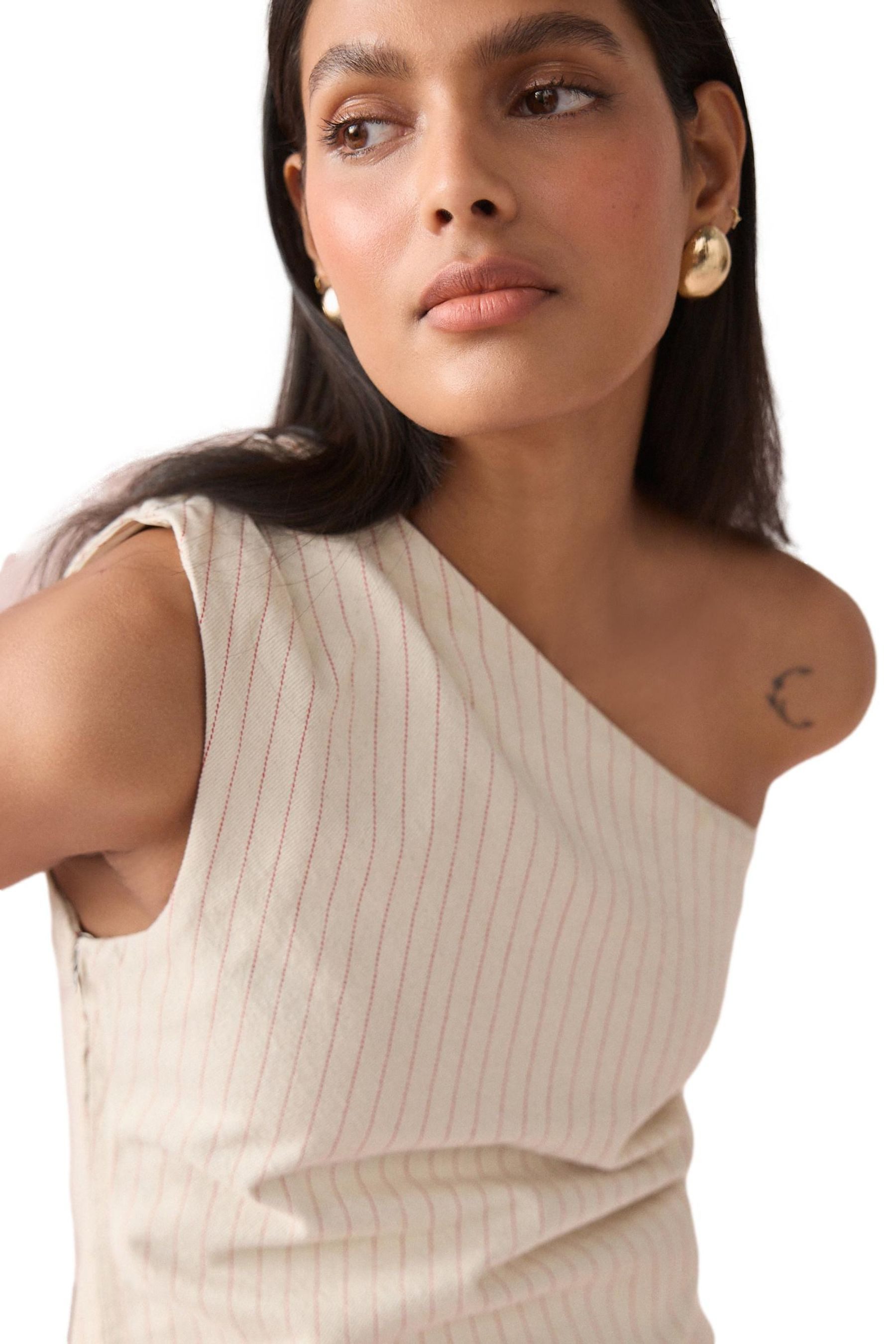 Next One-Shoulder-Top Einschulteriges Denim-Oberteil (1-tlg)