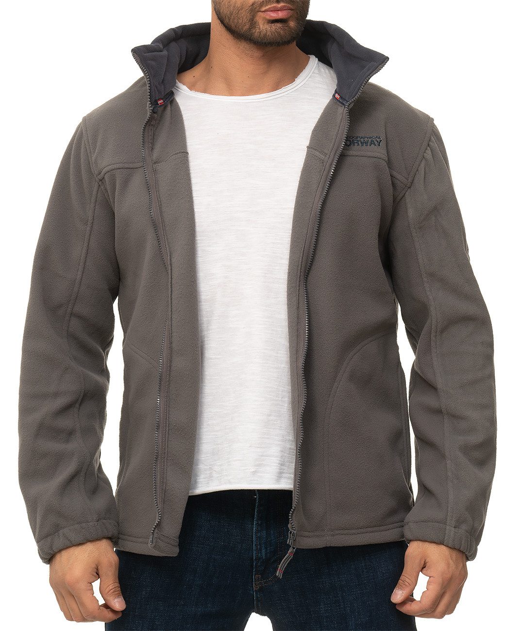 Geographical Norway Fleecejacke Herren Regular Fit Jacke batamazonie mit eingelassener Kapuze – Bild 4 von 5