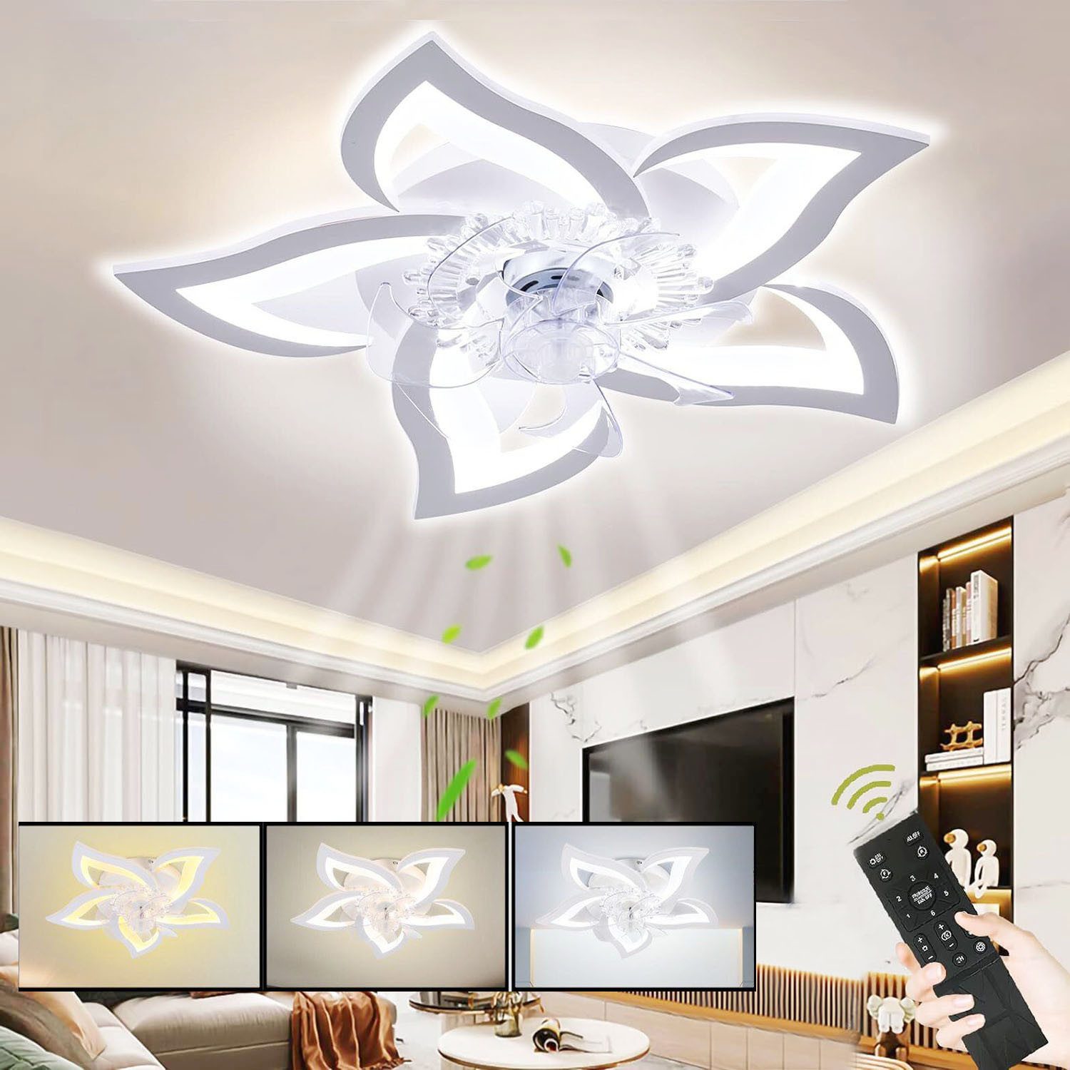 oyajia Deckenventilator 85W Deckenleuchte Dimmbar, Leise günstig online kaufen