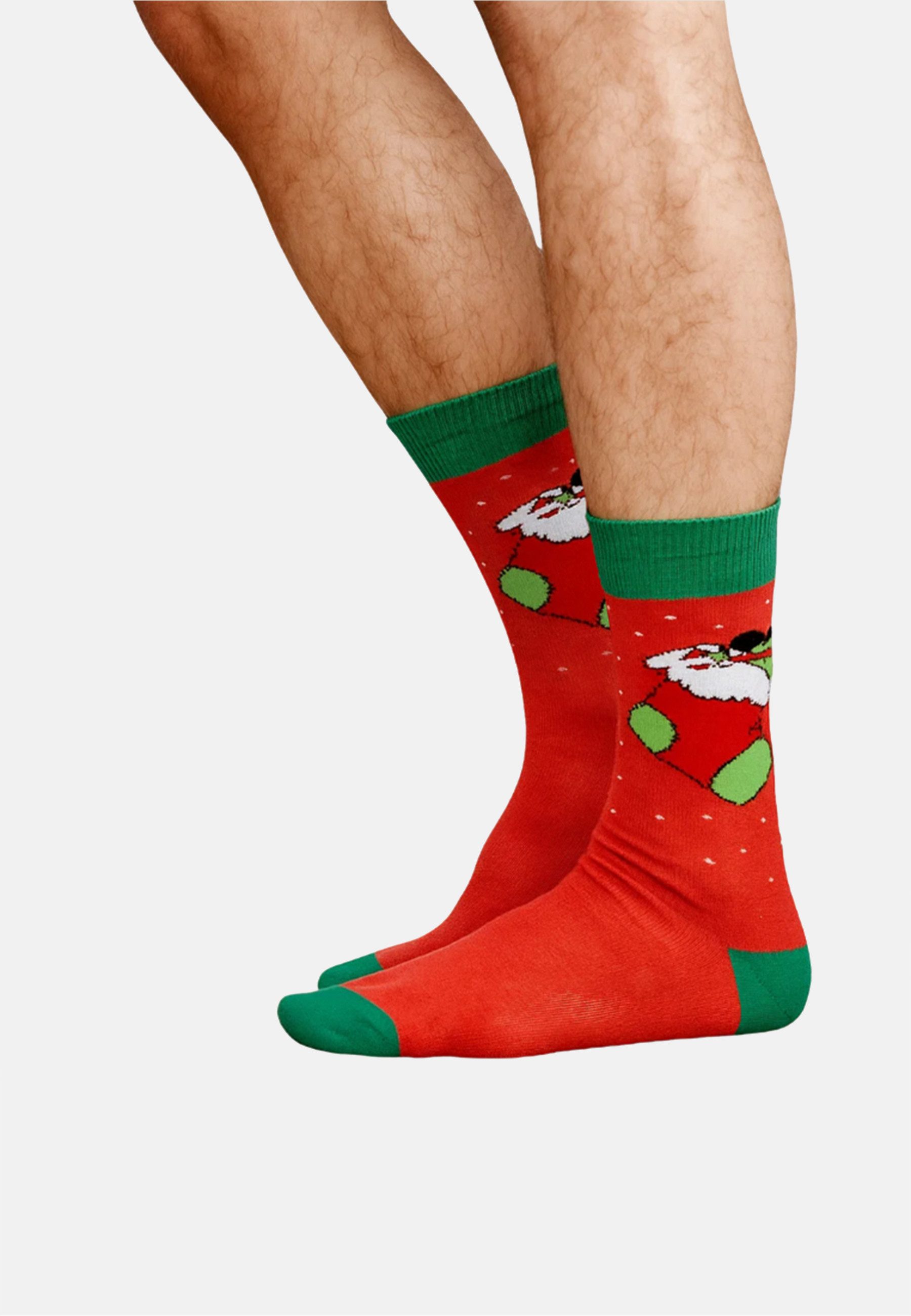 Yuhu Socken Herren Weihnachtssocken 2er Set mit Weihnachtsmotiv aus Baumwolle (2-Paar)