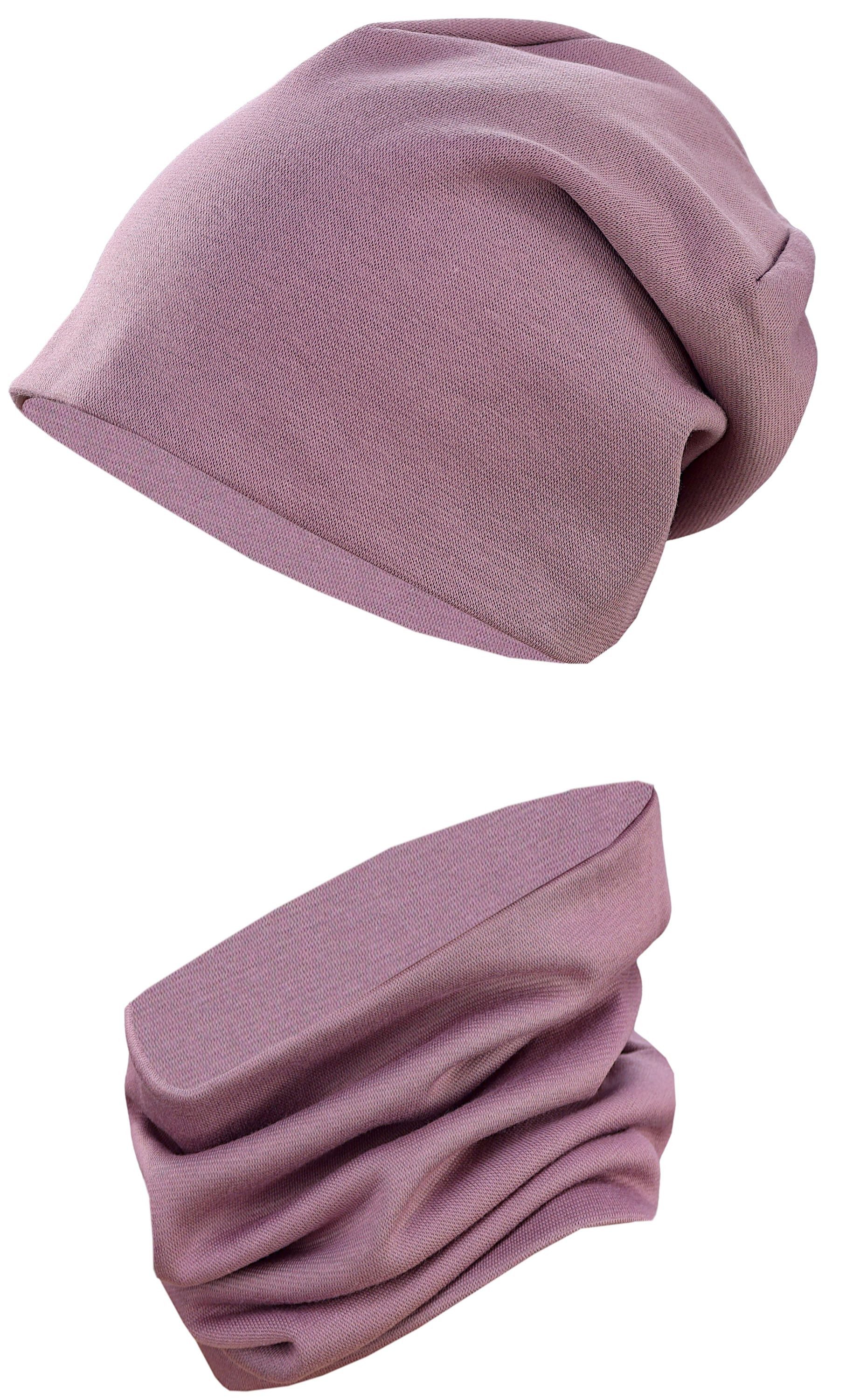 TupTam Beanie Kinder Beanie Mütze Schlauchschal Set aus Jersey und Rippstoff