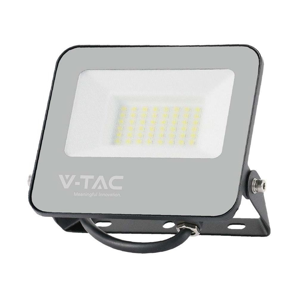 V-TAC LED Flutlichtstrahler, LED-Leuchtmittel fest verbaut, Kaltweiß, Tageslichtweiß, LED Flutlichtstrahler Außenwandstrahler Aluminium Glas Schwarz IP65