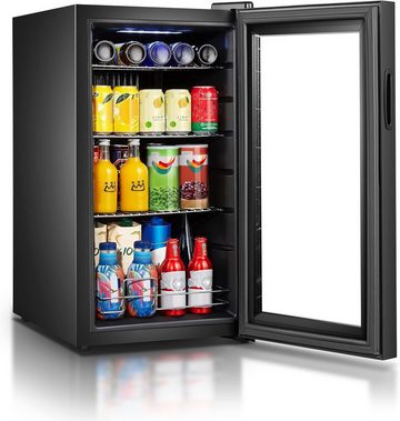 Heinrich´s Getränkekühlschrank mit Glastür HGK 3274, 84 cm hoch, 45 cm breit, Mini Kühlschrank mit LED-Innenraumbeleuchtung kompakt Büro Garten