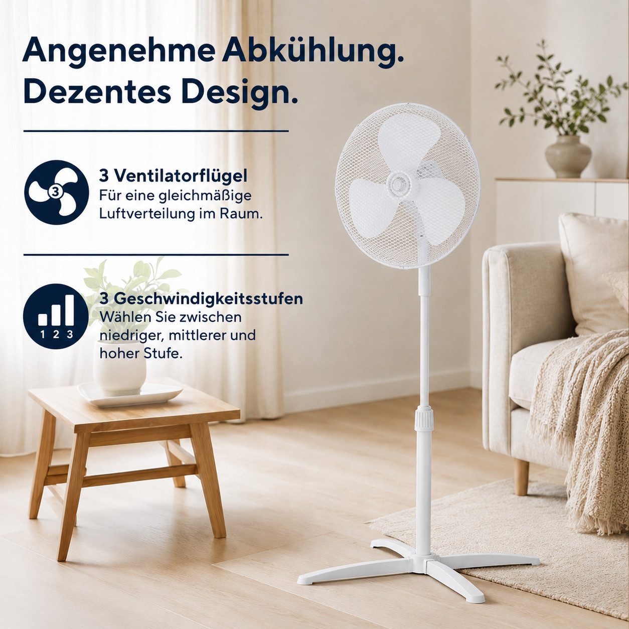 Ertex Standventilator Standventilator Ventilator 45 W, höhe bis 125cm + Fernbedienung 4