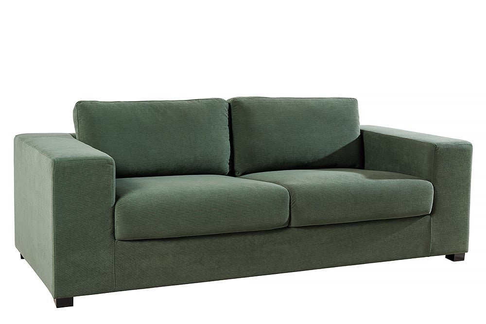 LebensWohnArt Sofa Lounge-Sofa NICE 220cm Federkernpolsterung grün Cord