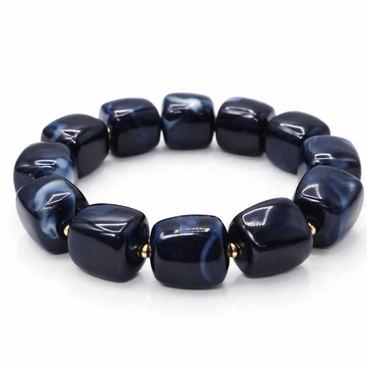 Impala Perlenarmband Mora mit würfelförmigen Acrylperlen – Elastisches Statement Armband