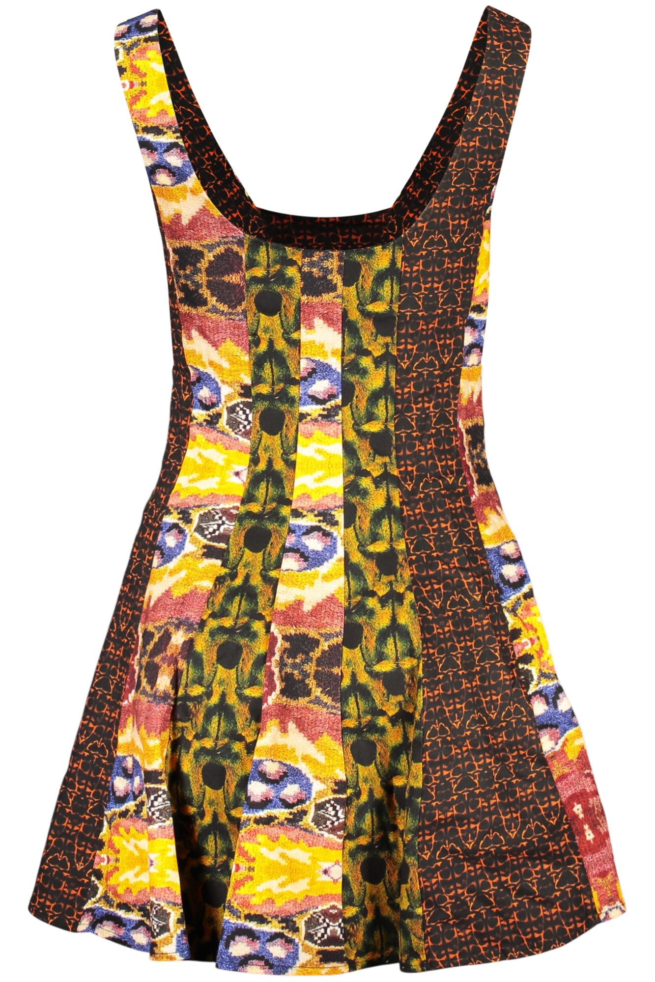 Desigual Partykleid Stylisches Gelbes Damenkleid mit Muster und Kontrasten - Sommerlook