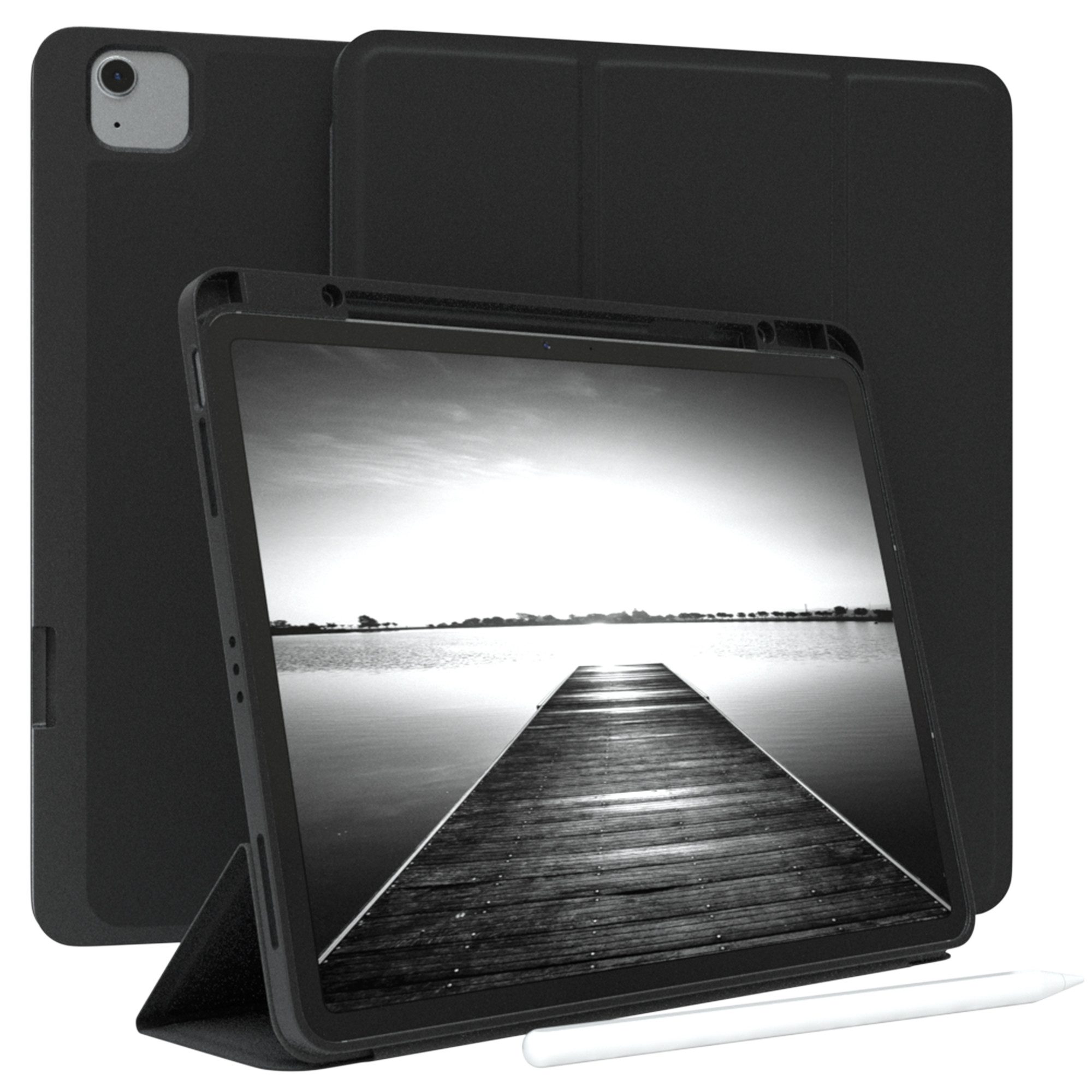 EAZY CASE Tablet-Hülle Penholder Smartcase für Apple iPad Air 13 (2024) 13 Zoll, Hülle Schutzhülle mit Sleep Wake Up Funktion Etui zum Klappen Schwarz