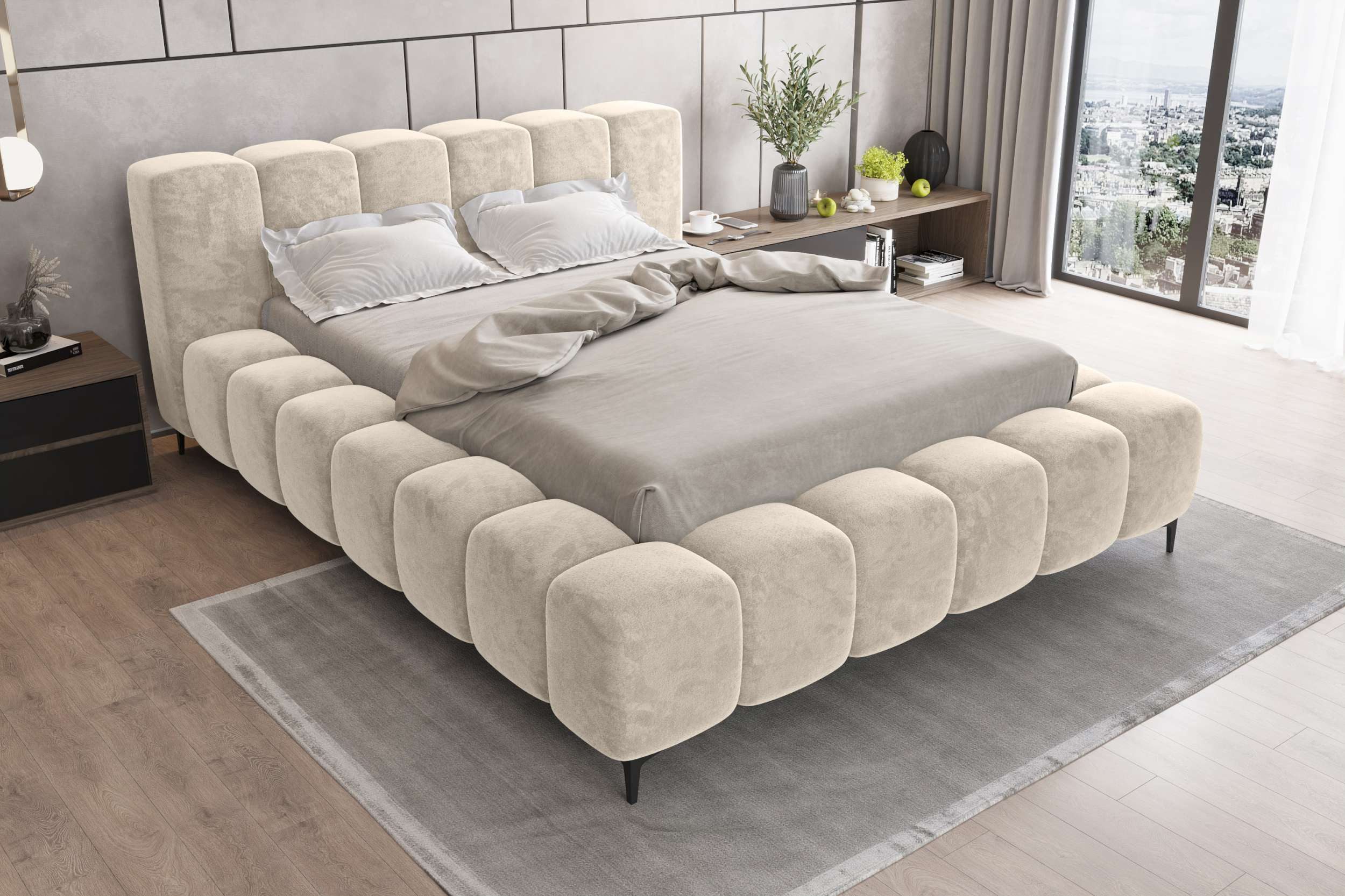 99rooms Polsterbett Cozy (Schlafzimmerbett, Bett), 140/160/180x200 cm, mit Bettkasten, Lattenrost, ohne Matratze