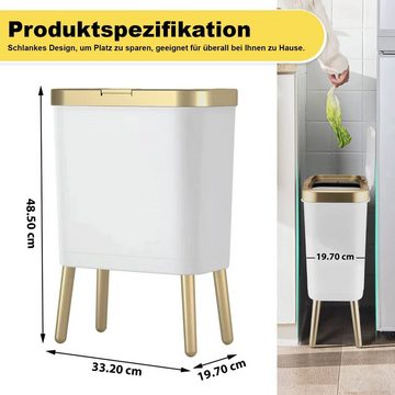 keystar Mülleimer mit Deckel, Moderner Kunststoffabfalleimer mit Druckknopf, 15 Liter, Einzigartiges Design, Geruchsdicht + Leicht zu Reinigen