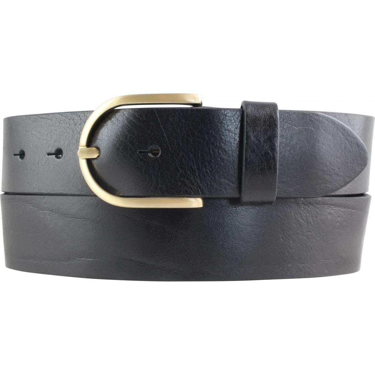 BELTINGER Ledergürtel Damen-Gürtel aus Vollrindleder 4 cm - Jeans-Gürtel für Damen 40mm - Vo Schwarz, Gold