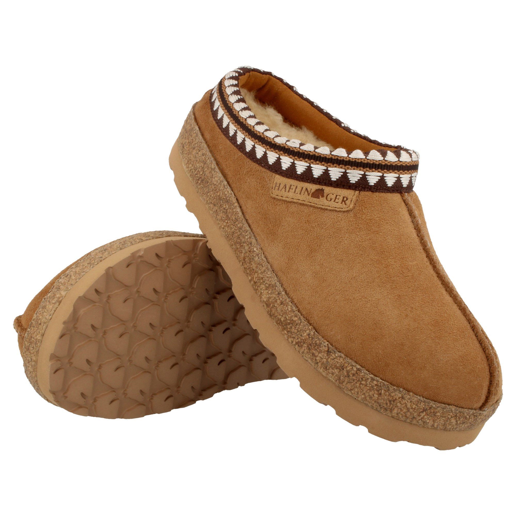 Haflinger Lakota Lammfell Leder Hausschuh Unisex Hausschuh