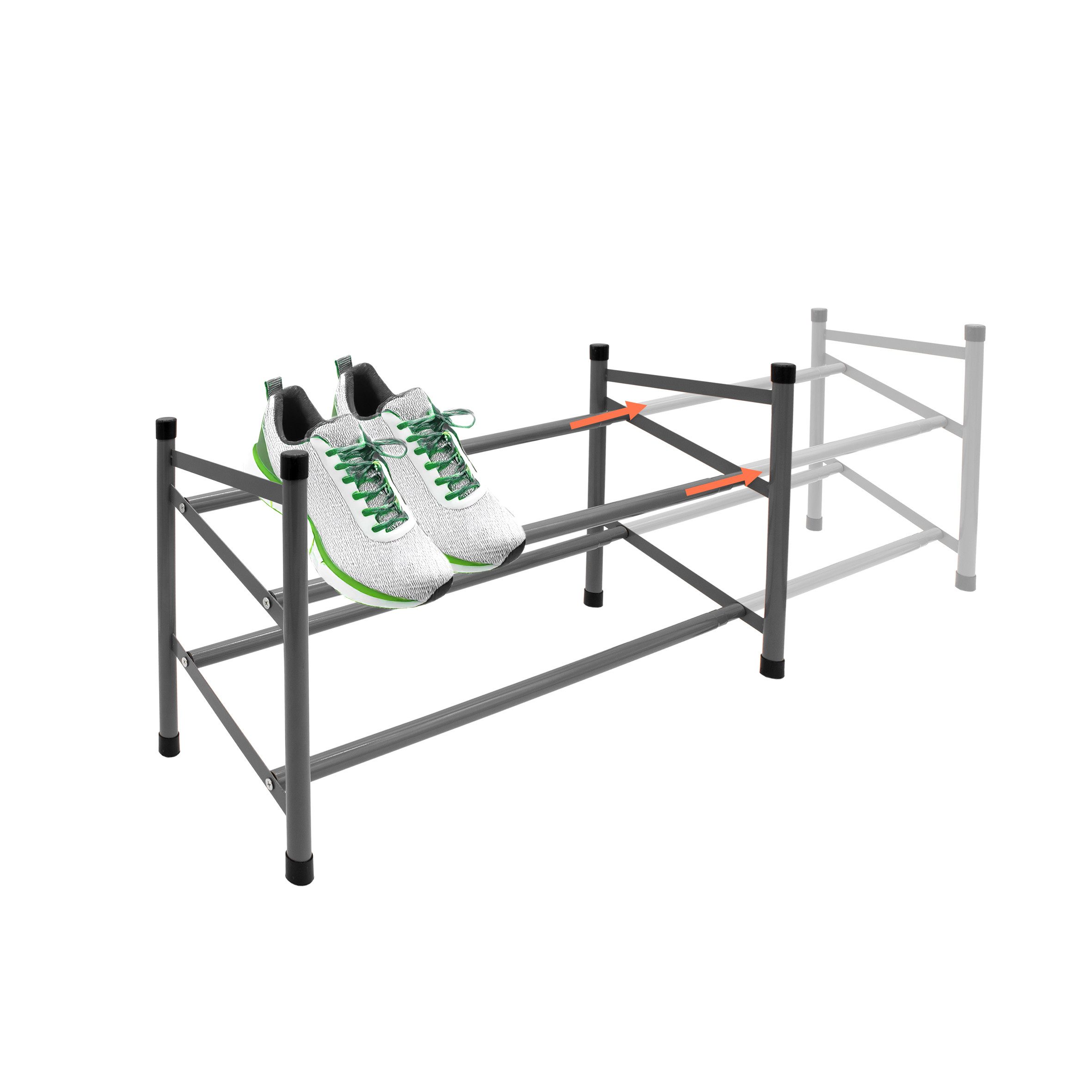 Spetebo Schuhregal Metall Schuhregal ausziehbar - 118 cm, verchromter Schuhständer für 12 Paar Schuhe