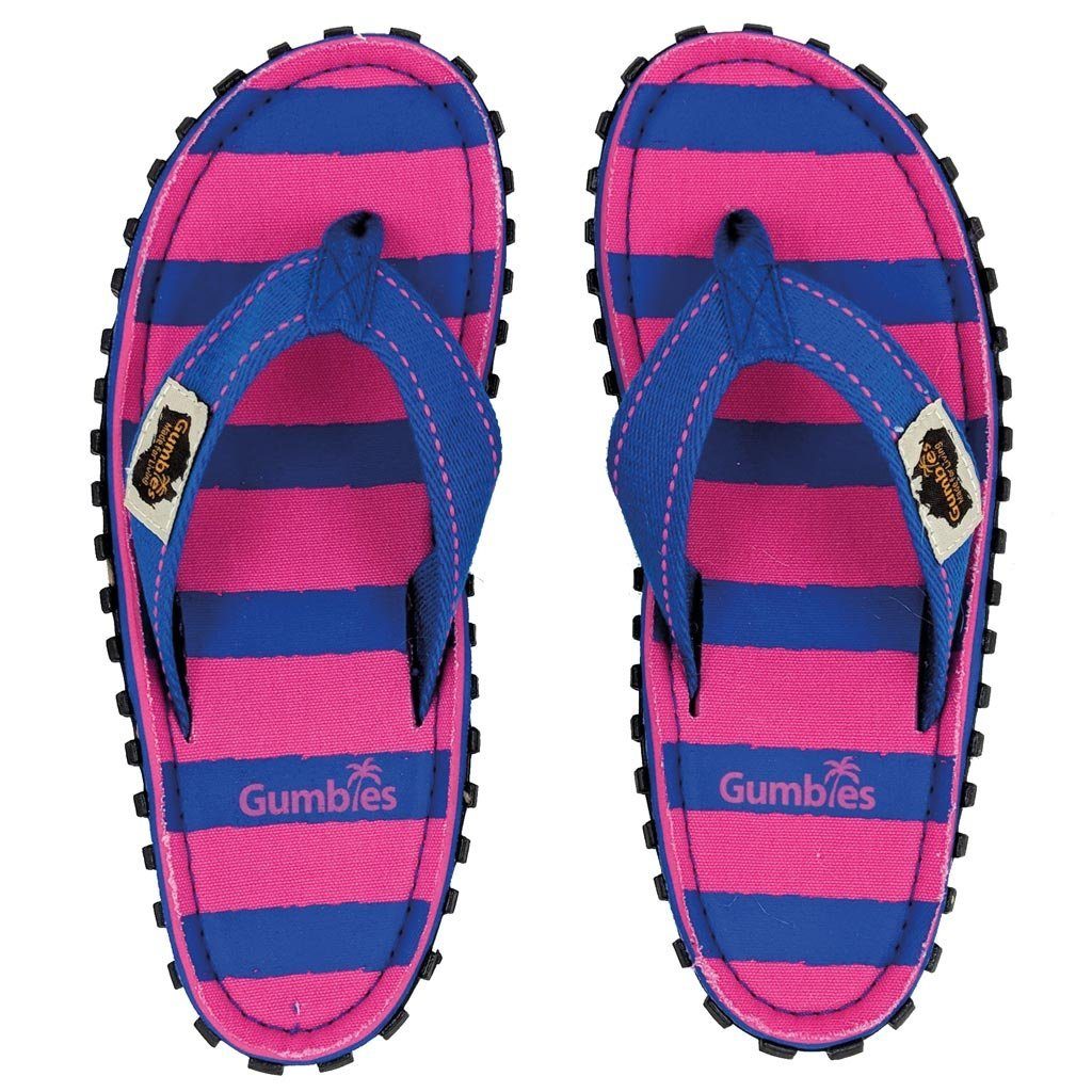 Original in Pink & Blue Stripe T-Strap-Zehentrenner
