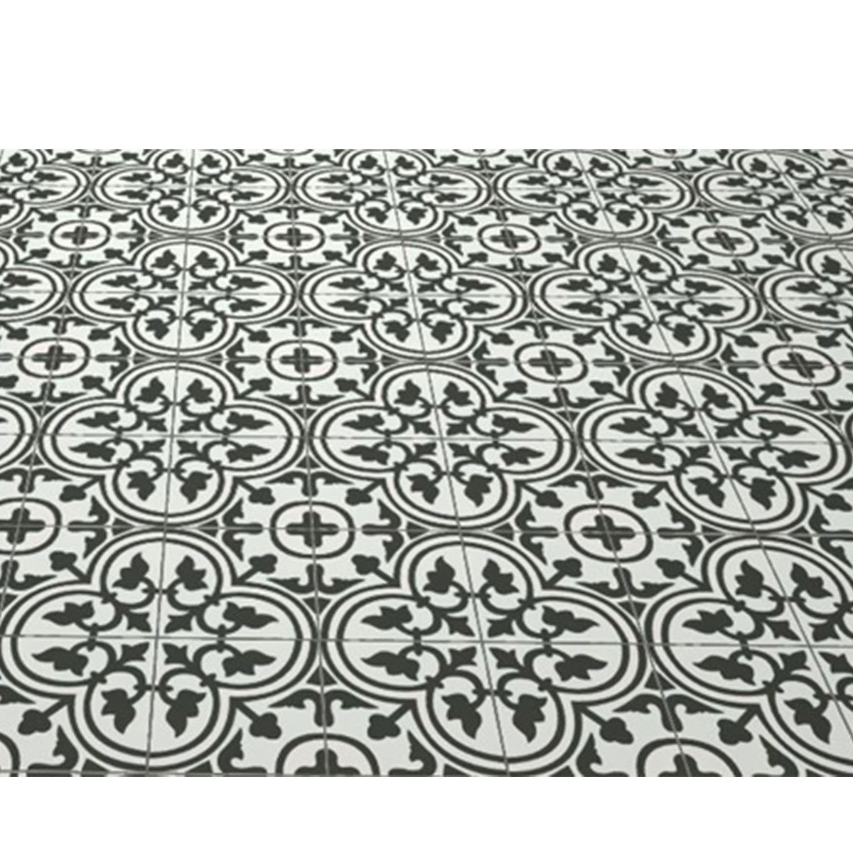 Casa Moro Bodenfliese Mediterrane Keramikfliesen orientalisch Flavie Blanc 20x20 cm, Weiß und Schwarz, 1 qm Feinsteinzeug in Zementoptik frostsicher, Bodenfliesen Wandfliesen für schöne Küche Flur Badezimmer, Zementfliesenoptik, FL7003