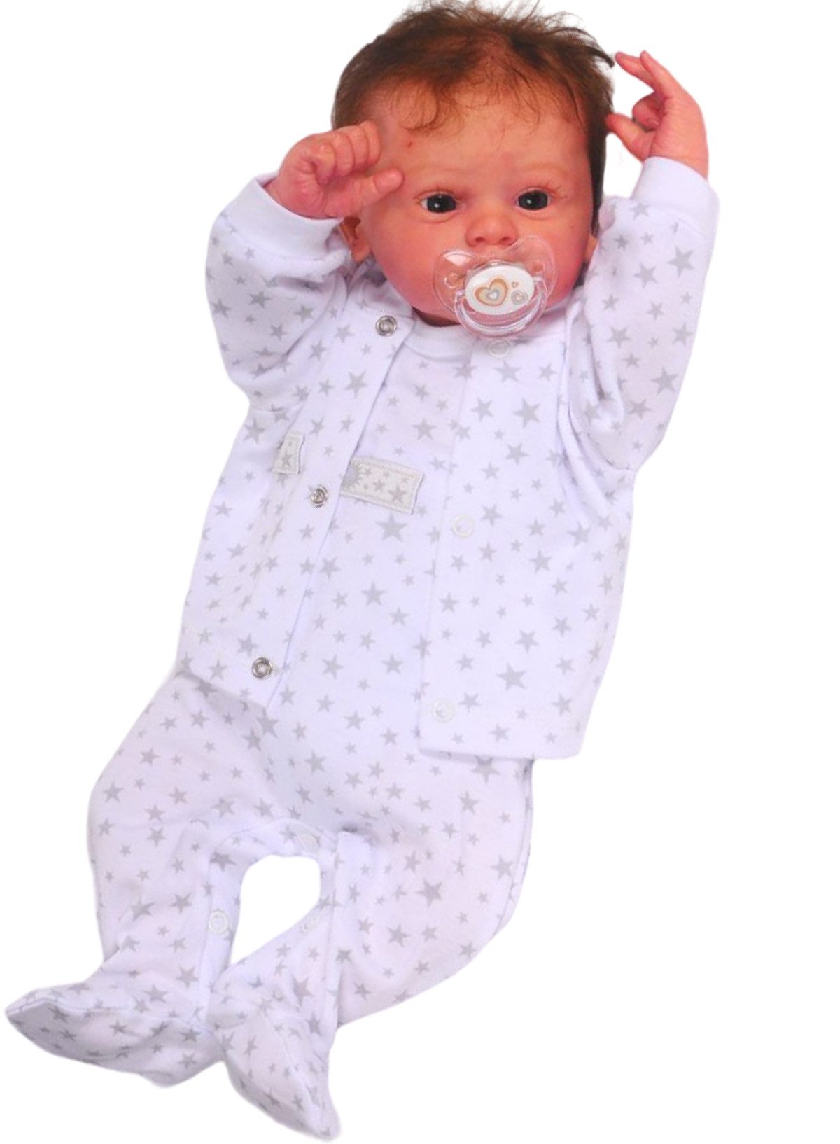 La Bortini Ползунки Ползунки Hemdchen Set in Weiß mit Sternchen Baby Anzug Erstlingsanzug aus reiner Baumwolle, 44 50 56 62 68 74