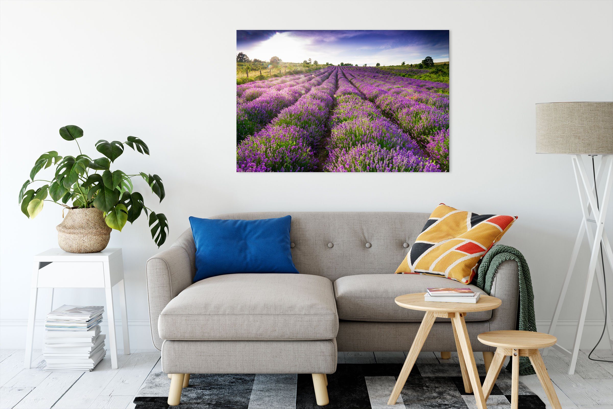 Pixxprint Leinwandbild Lavendelfeld Provence, Lavendelfeld Provence (1 St), Leinwandbild fertig bespannt, inkl. Zackenaufhänger