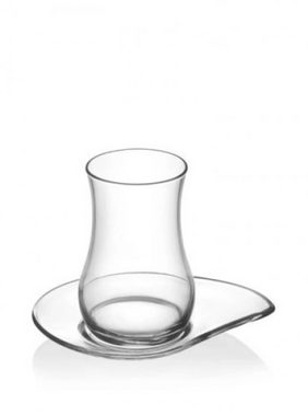 Pasabahce Gläser-Set EVA301, Glas, hochwertige Teegläser, 6 x Teegläser, 6 x Untertasse