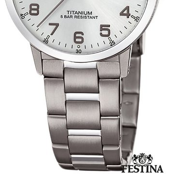 Festina Quarzuhr Festina Damen Uhr F20436/1 Elegant Titan, (Analoguhr), Damen Armbanduhr rund, Titanarmband silber