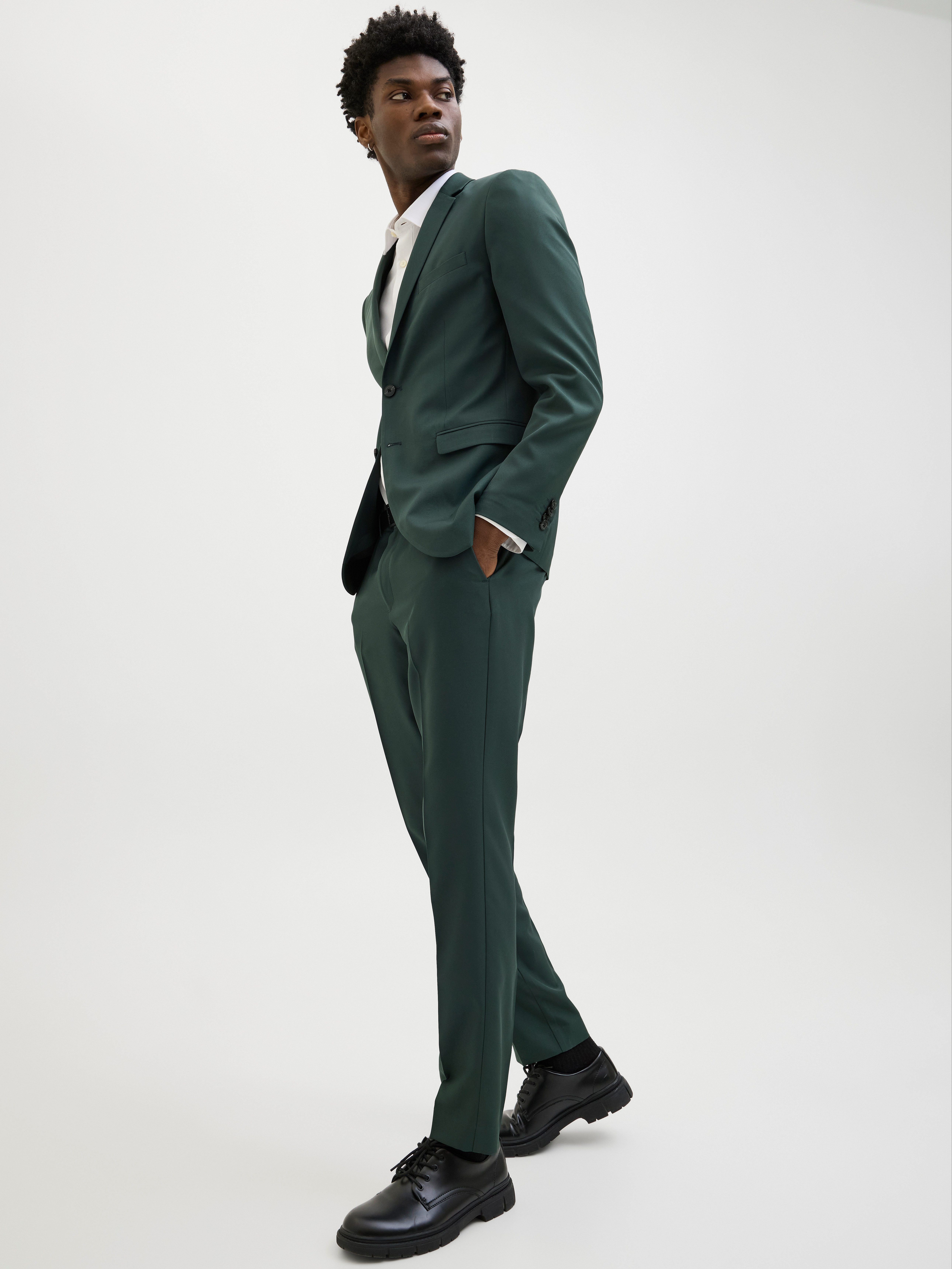 Jack & Jones Anzug JPRCOSTA SUIT (Set, 2-tlg) aus Polyester, sehr schmale Passform, mit Reverskragen, Langarm-Sakko