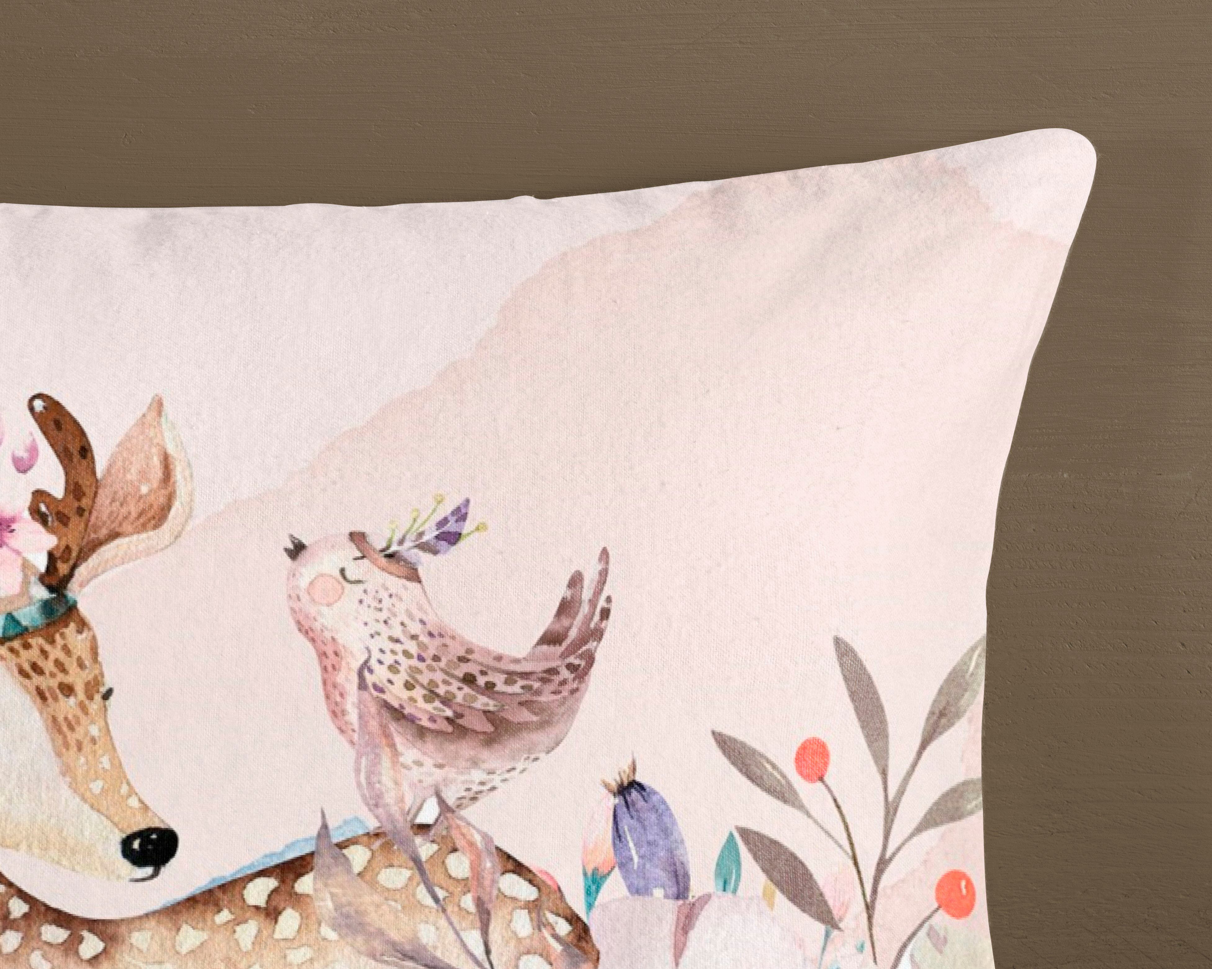 good morning Kinderbettwäsche Josy, Biber, Flanell, 2 teilig, Biber, 135x200, Warm, Reißverschluss, Wendeoptik, Mädchen Kind, Hirsch