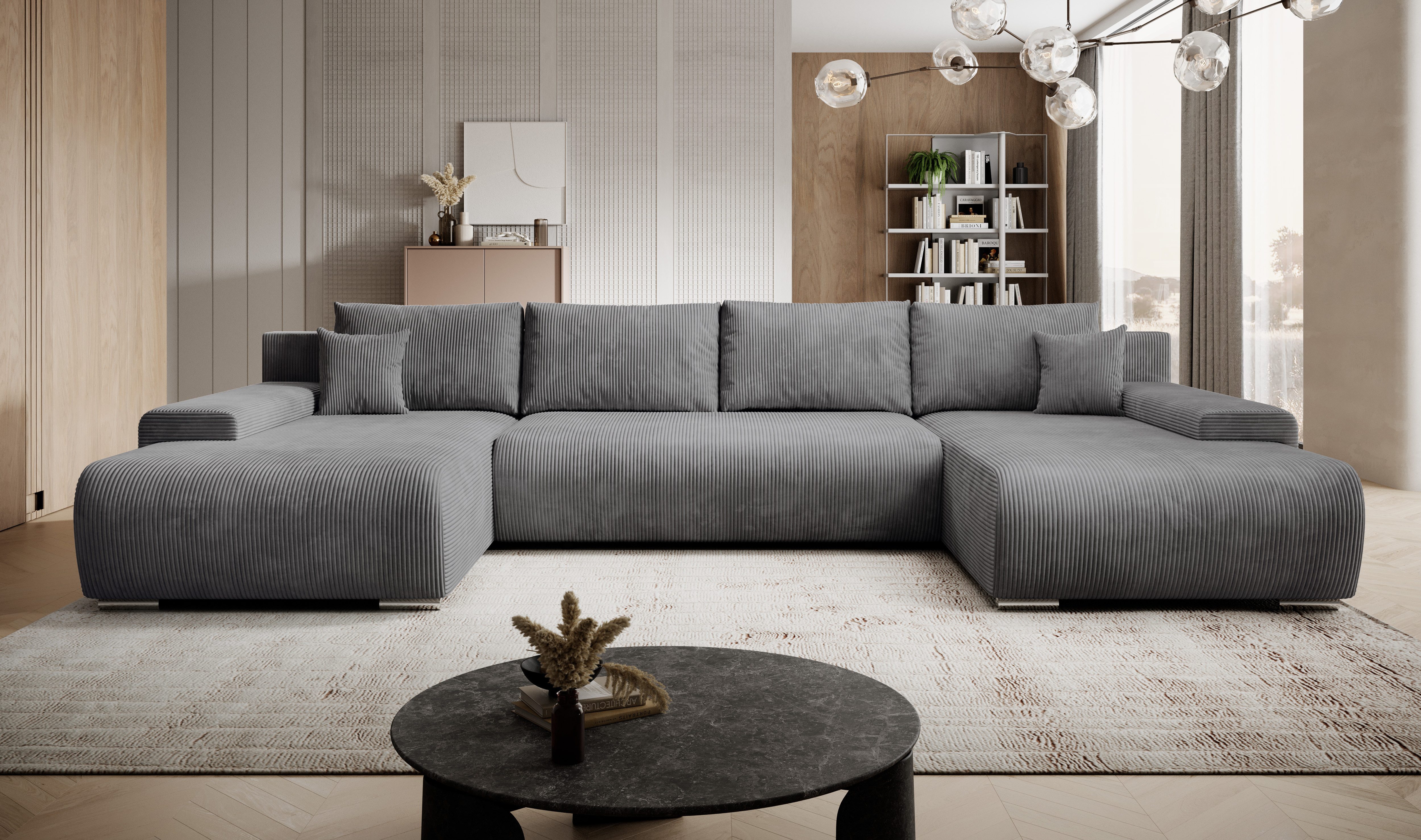 PROMETO Möbel Ecksofa Credo Ecksofa U-Form, mit Schlaffunktion und Bettkast günstig online kaufen