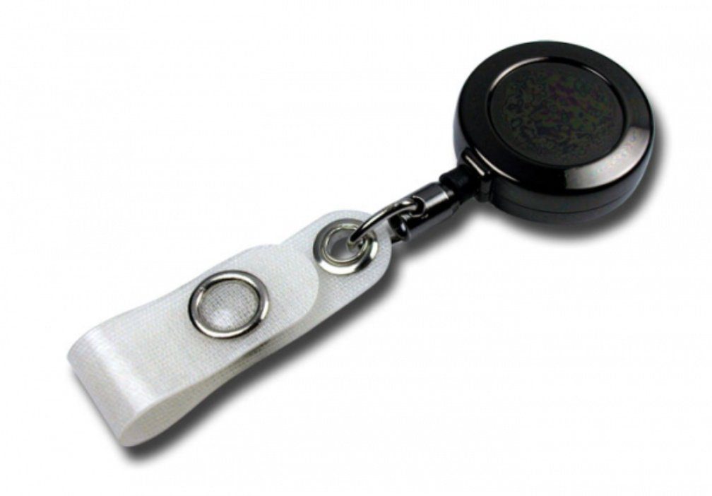 Kranholdt Schlüsselanhänger Jojo / Ausweishalter / Ausweisclip runde Form (100-tlg), Gürtelclip, Druckknopfschlaufe Schwarz