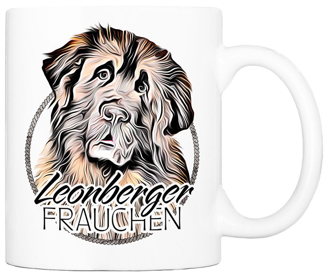 Cadouri Tasse LEONBERGER FRAUCHEN - Kaffeetasse für Hundefreunde, Keramik, mit Hunderasse, beidseitig bedruckt, handgefertigt, Geschenk, 330 ml