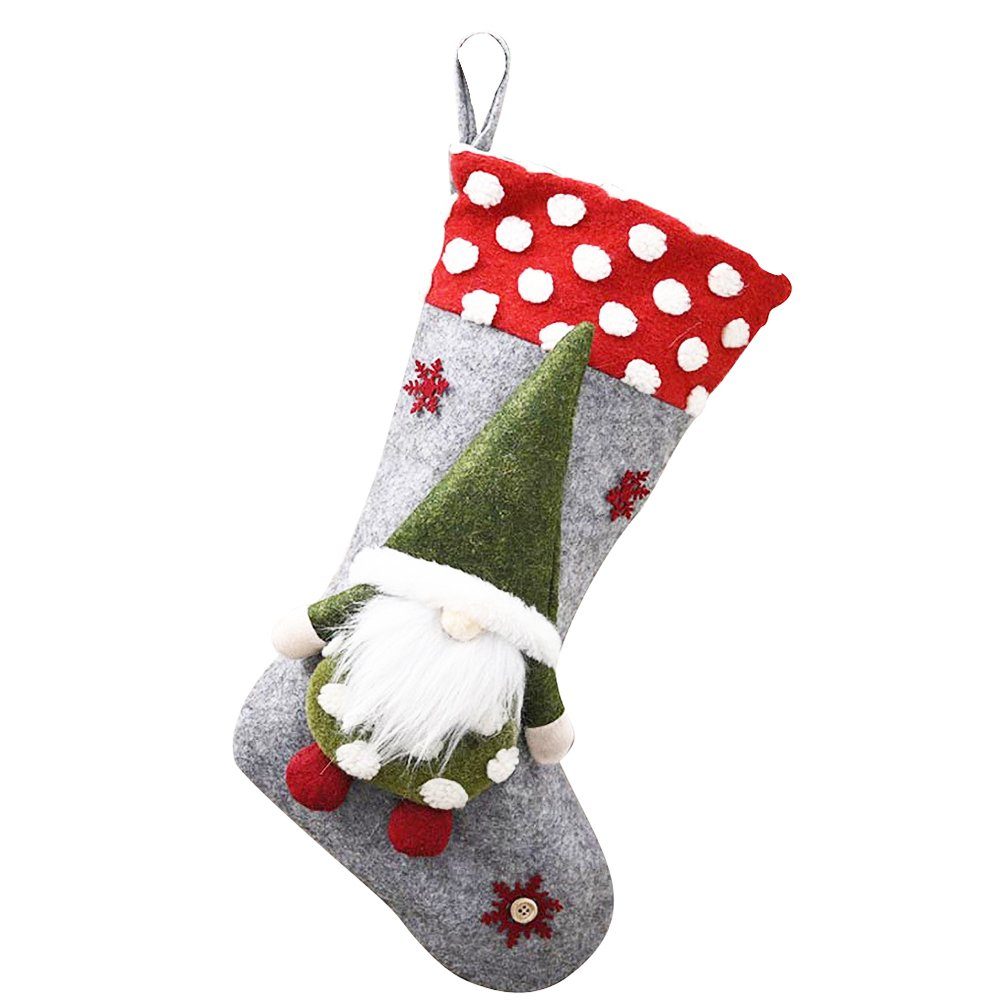 Rosnek Christbaumschmuck Geschenktüte, für Neujahr Socken Weihnachtsbaum Deko (1-tlg), Weihnachtsstrumpf Grau