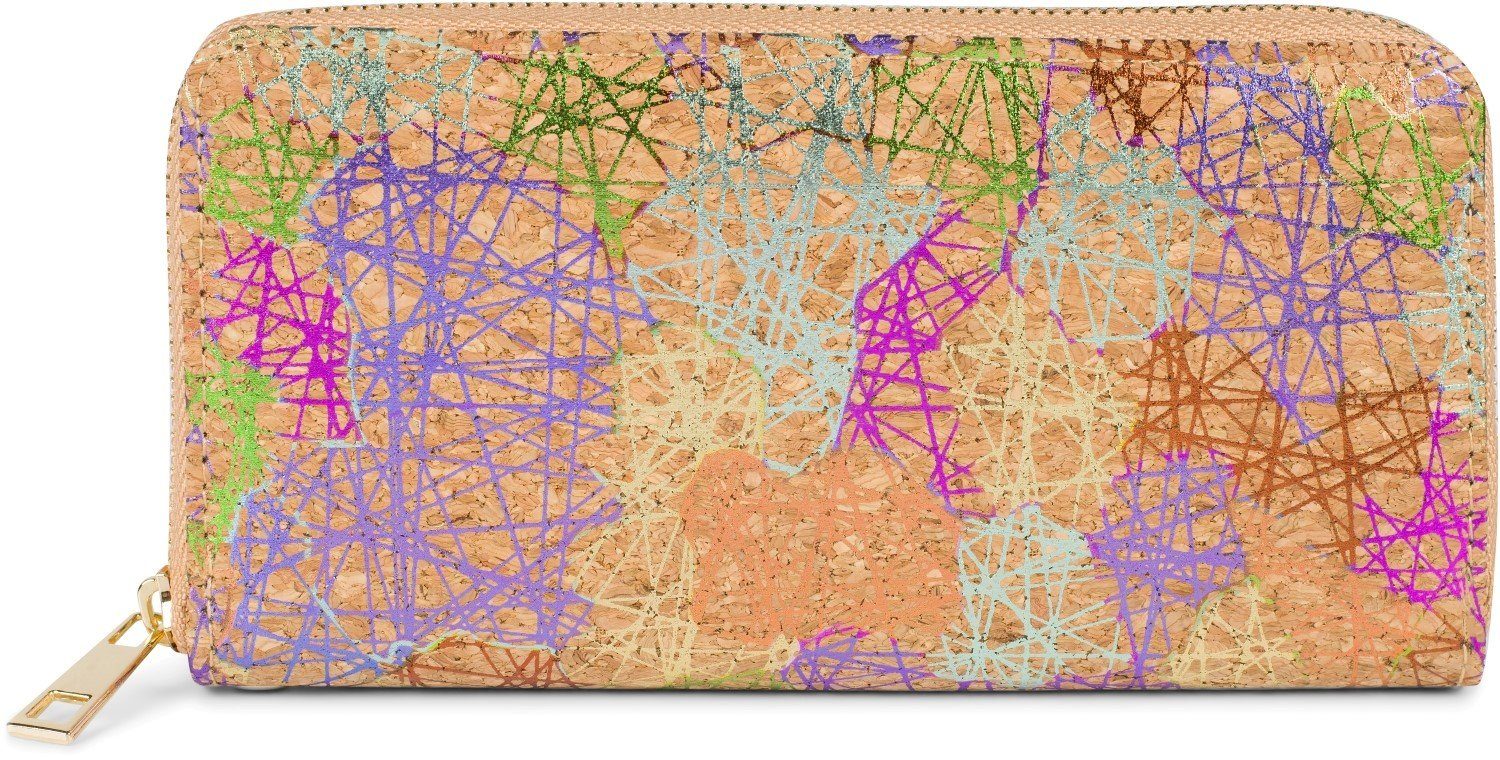 Muster Geldbörse Prisma (1-tlg), Geldbörse mit Netz-Mehrfarbig styleBREAKER Kork