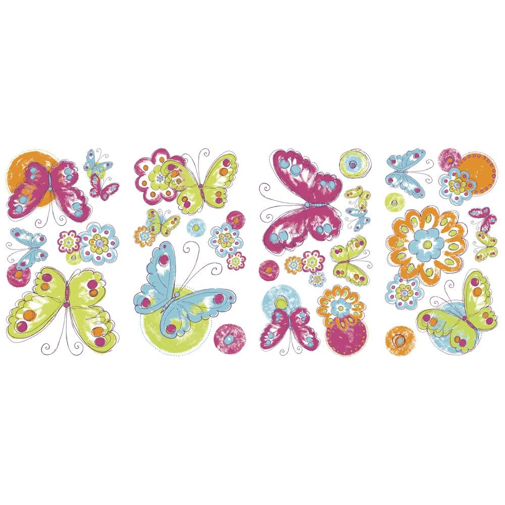 HCM KINZEL Wandtattoo Wandtattoos Schmetterlinge 25,4x45,7cm/12,1x26cm