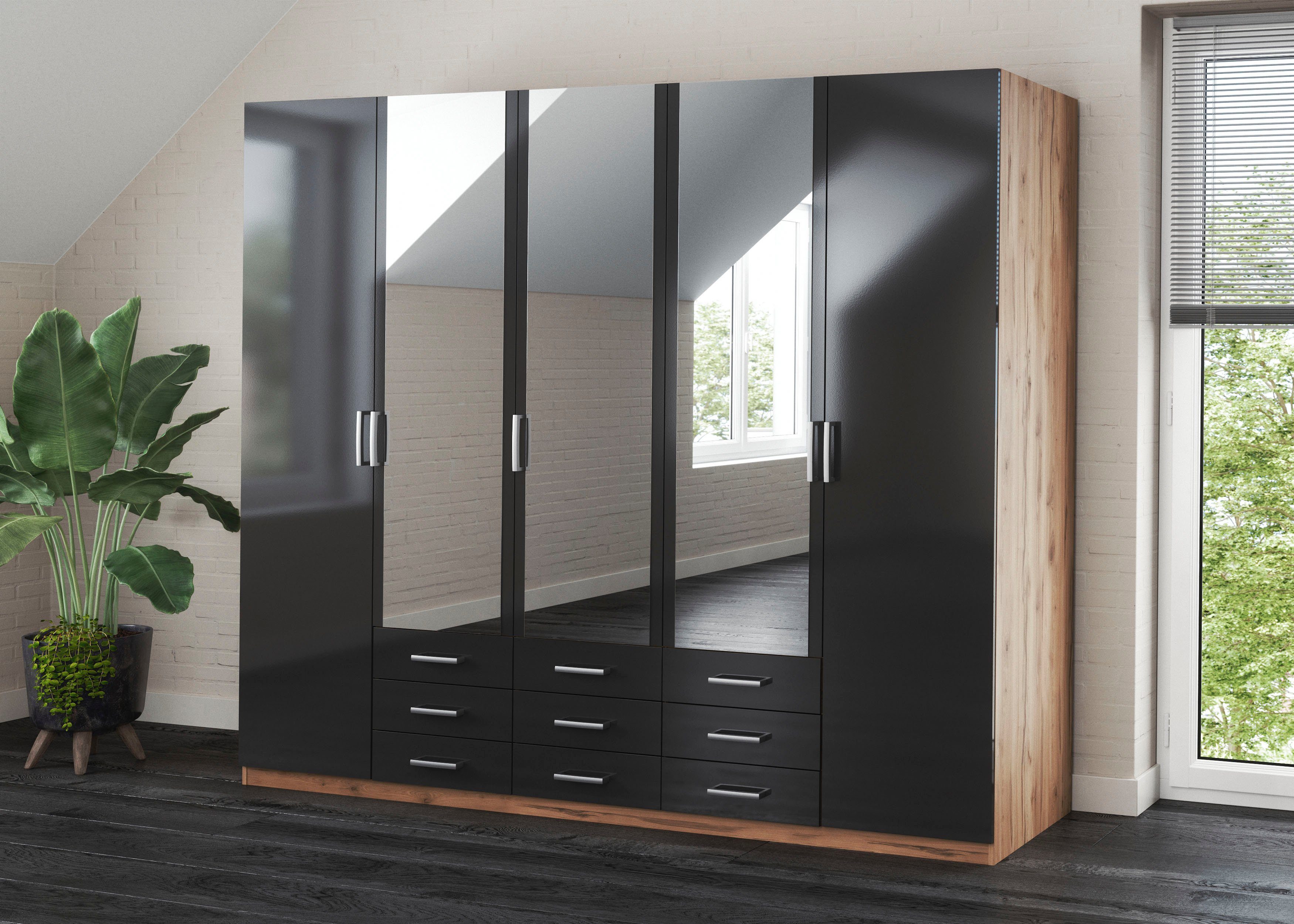 priess Kleiderschrank Amsterdam, viel Stauraum durch viele Schubkästen mit oder ohne LED-Beleuchtung