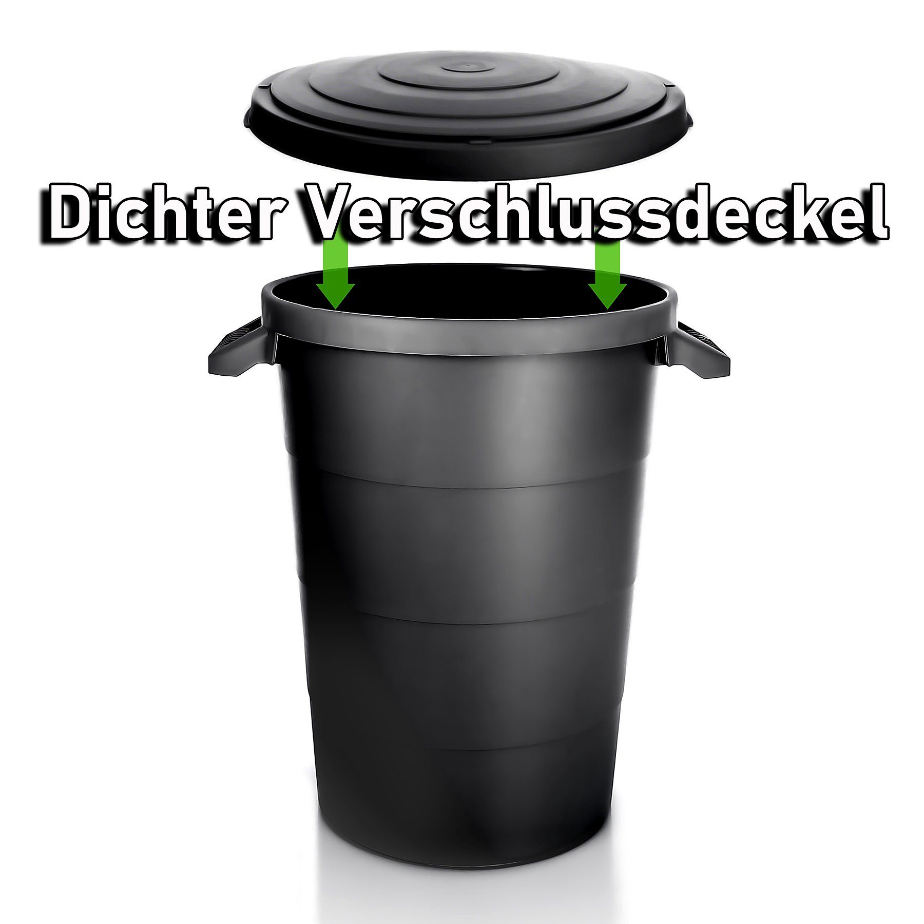 BigDean Mülleimer 2x wetterfeste Universaltonne mit Deckel und 2 stabilen Tragegriffen, Universaltonne, Mit Deckel, 2 Griffen, Indoor & Outdoor – Bild 4 von 5