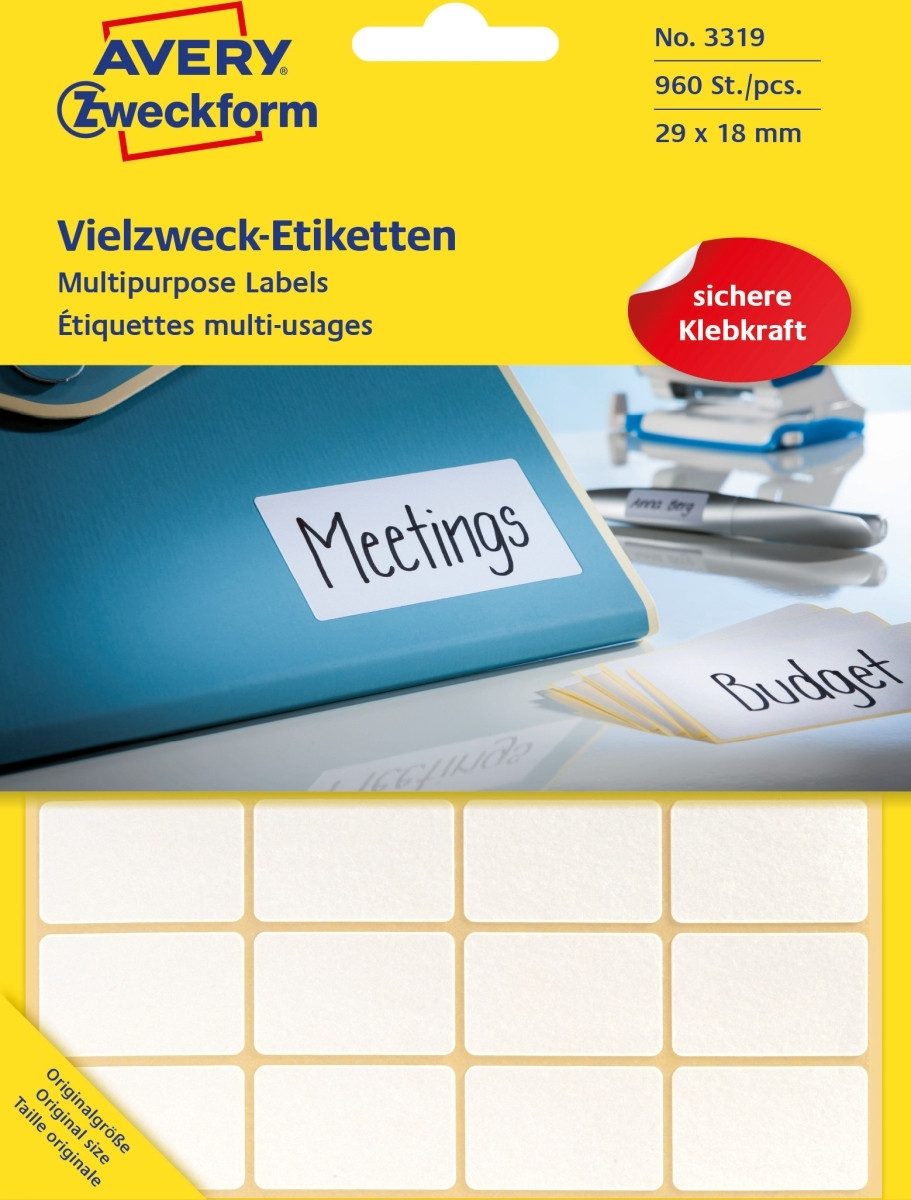 Etiketten Etiketten 29x18mm VE=960 Stück weiß