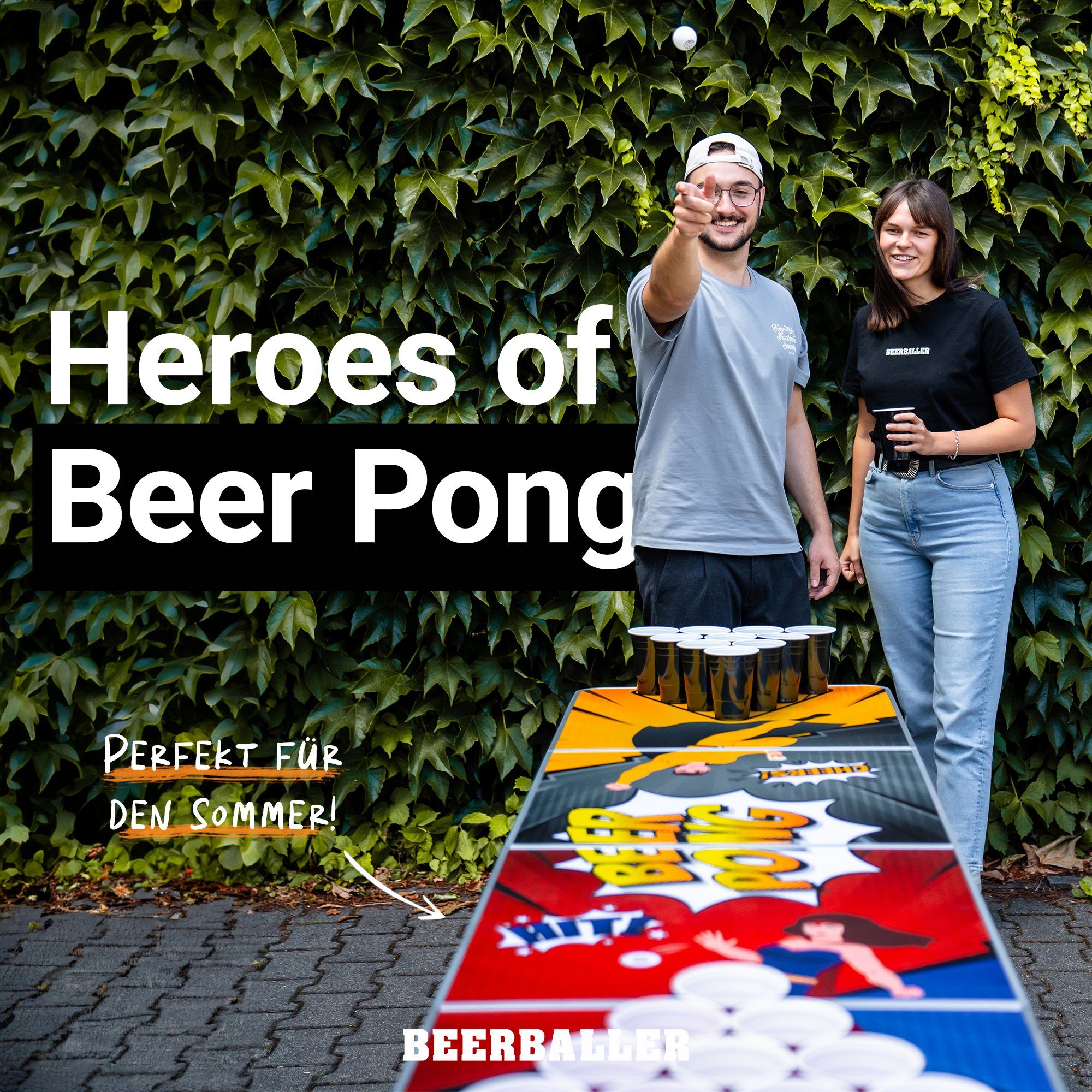 BeerBaller Klapptisch BEERBALLER® COMIC Pong Beer Tisch